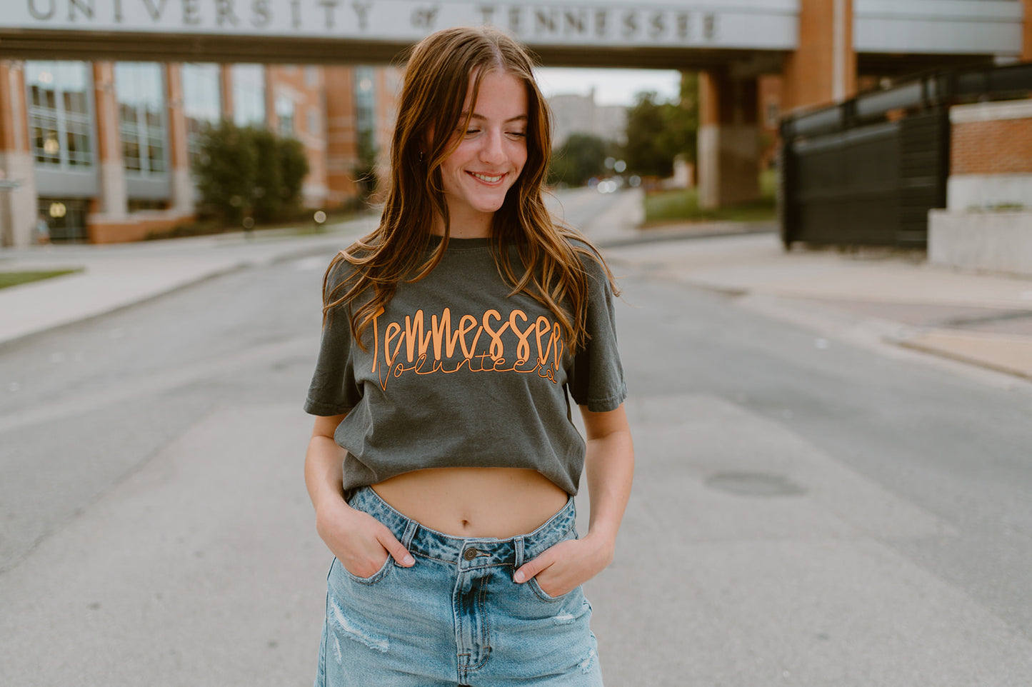 Retro Tennessee Script SS Tee | Charcoal