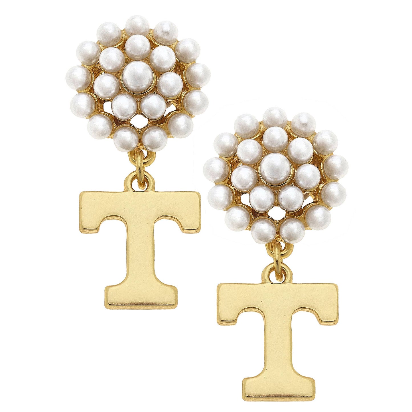 Tennessee Volunteers Pearl Cluster 24K Gold Plated Earrings