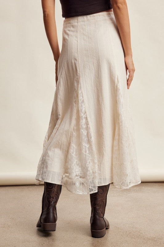 Keepsake Lace Panel Midi Skirt | Ivory