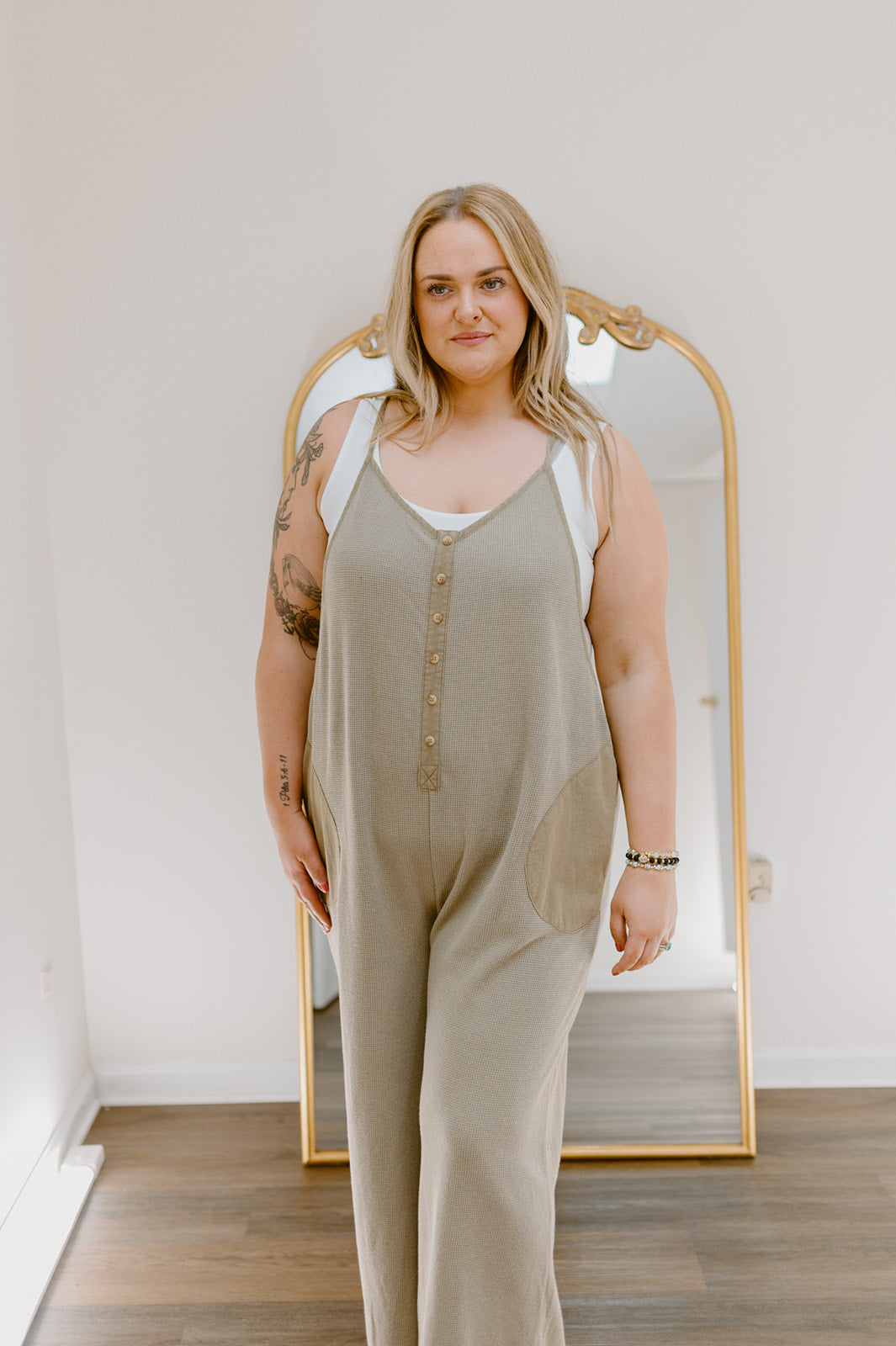 The Easy Street Washed Thermal Wide Leg Jumpsuit | Washed Black