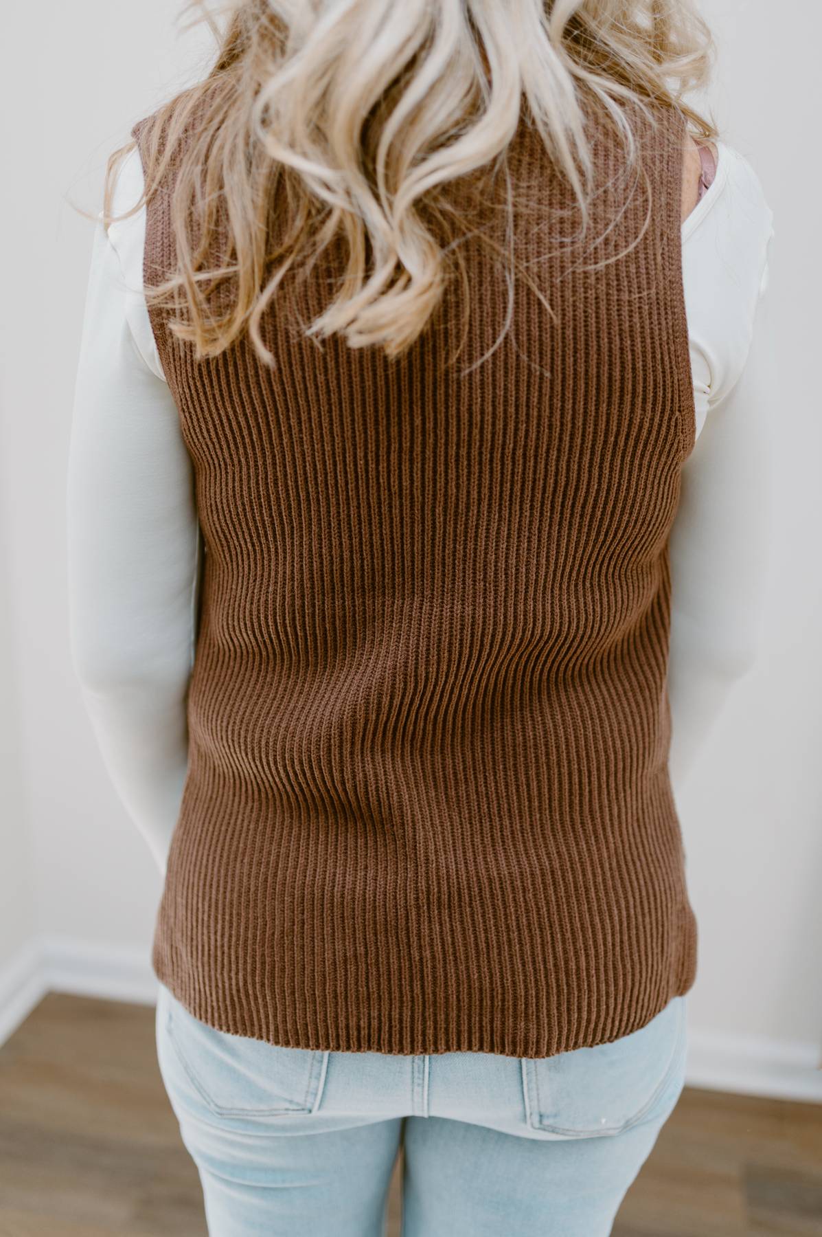 The Fall Edit Button Front Sweater Vest | Brown