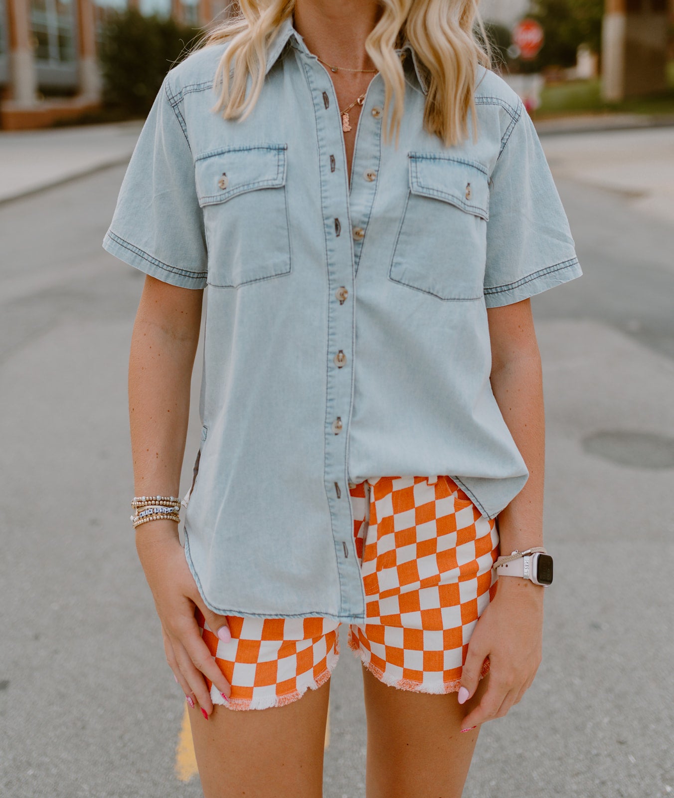 The Gameday Checker Shorts |Orange