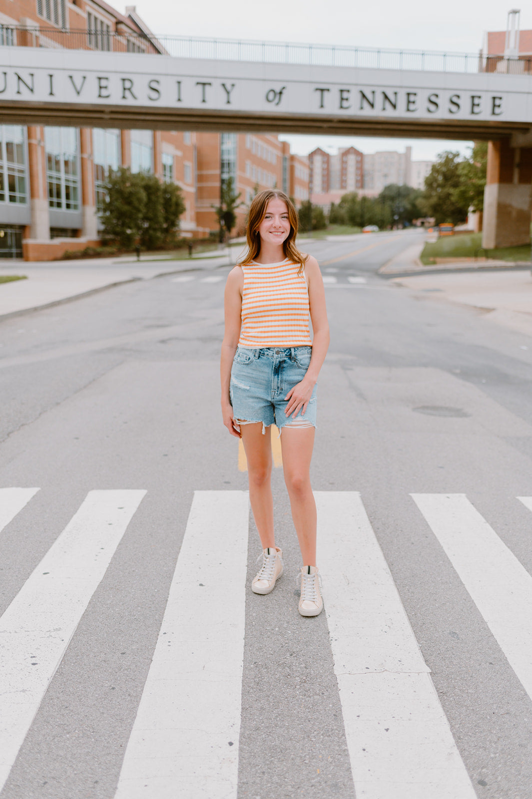 The Sunshine Stripe Sweater Tank | Orange & White