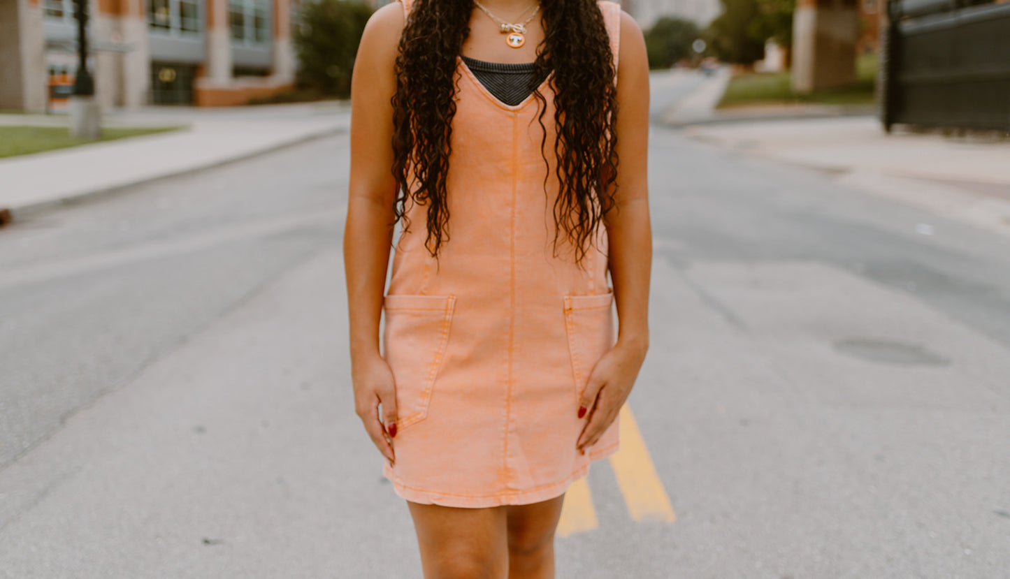 The Rocky Top Overall Dress | Orange