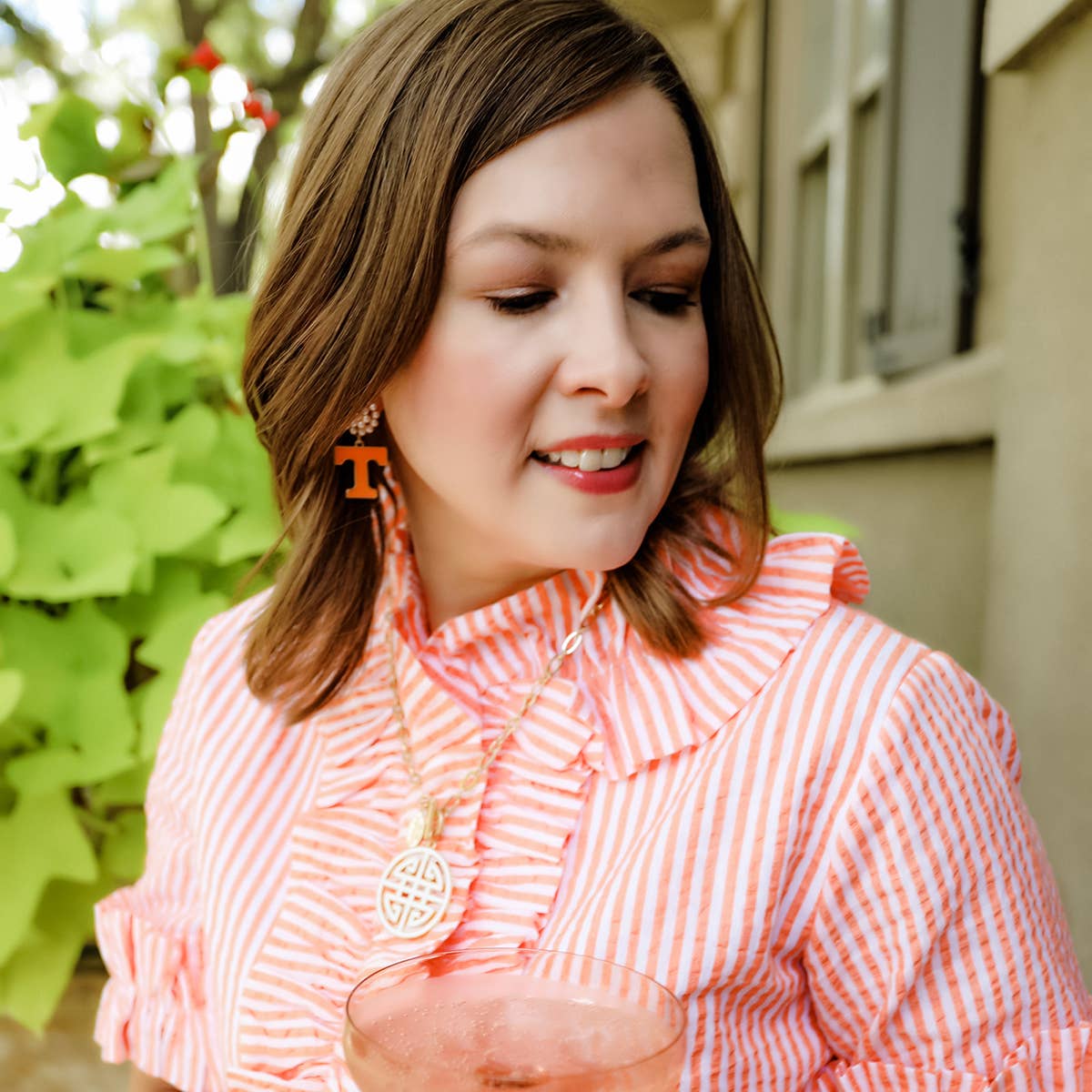 Tennessee Volunteers Pearl Cluster Enamel Drop Earrings