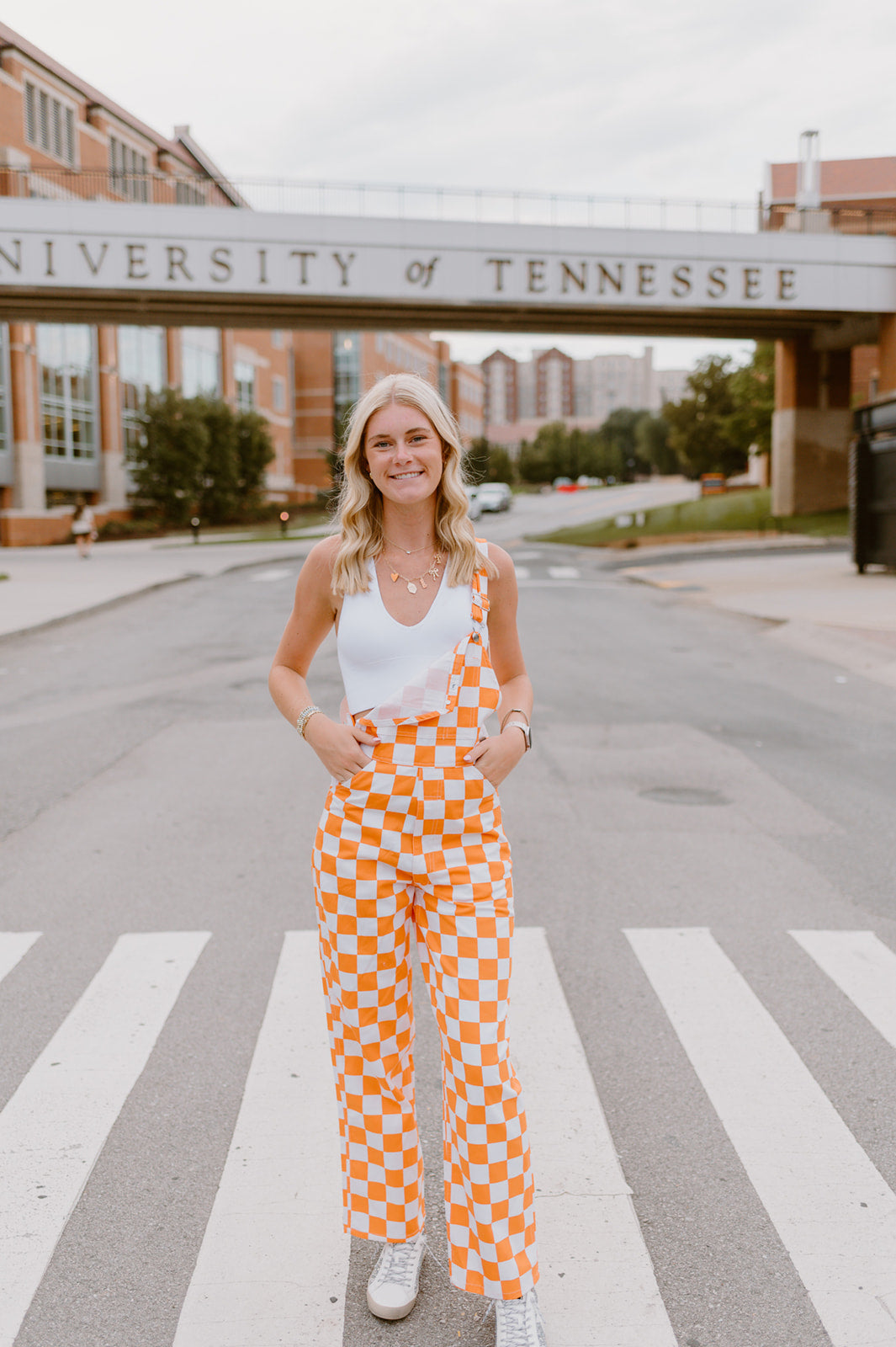 Orange & White Checkered Game Day Bibs | Adult
