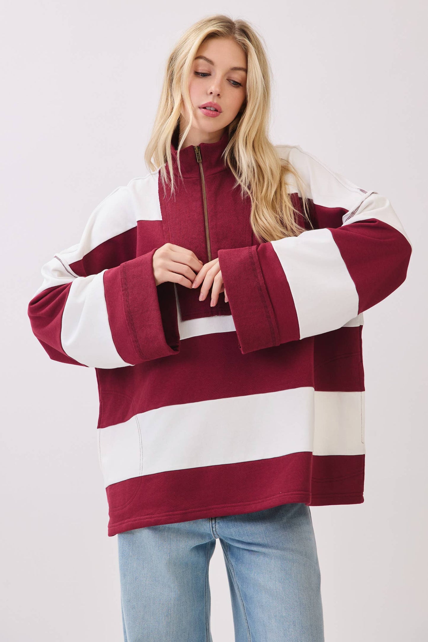The Sideline Stripe Quarter-Zip Pullover
