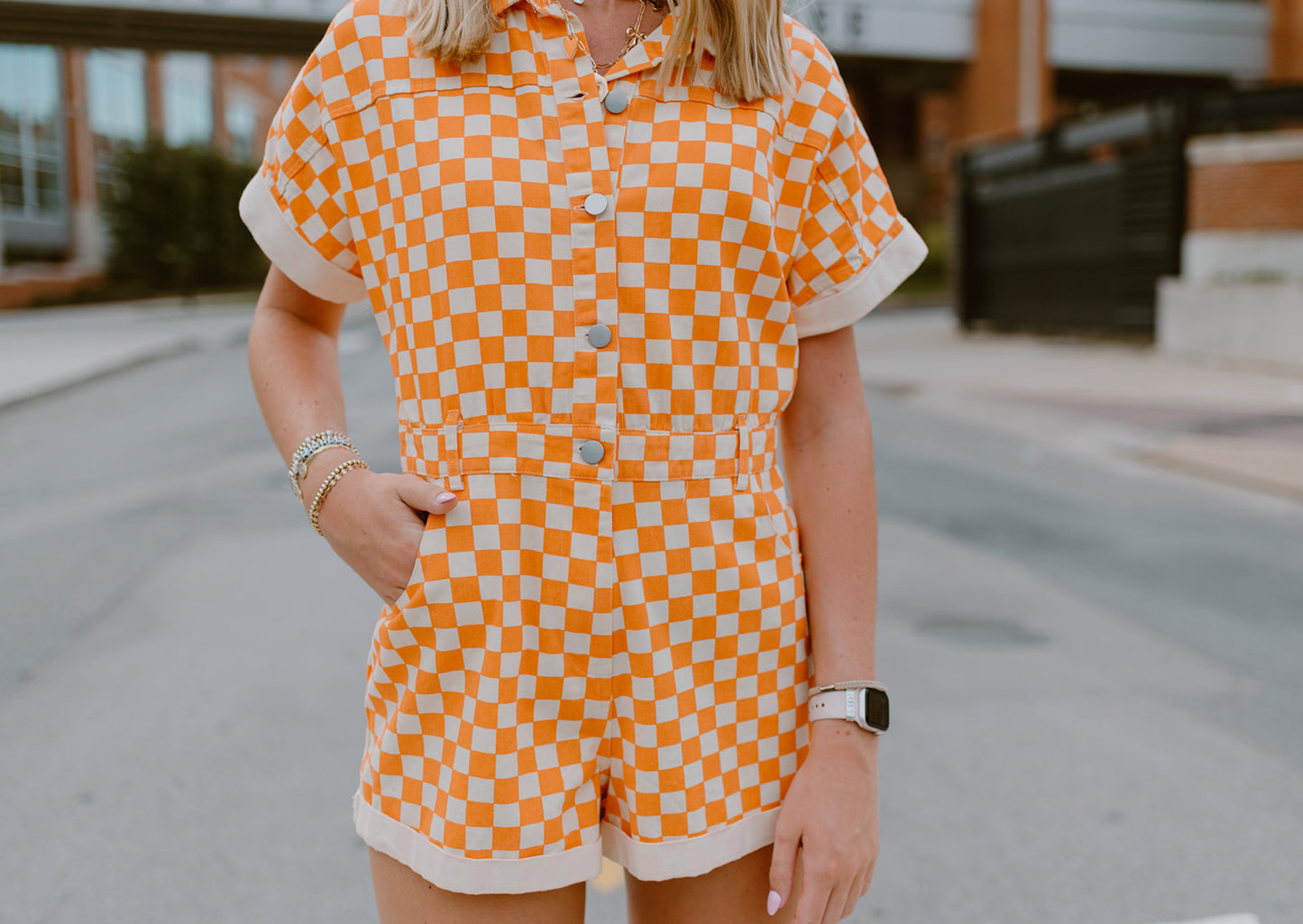 Checkmate Denim Romper