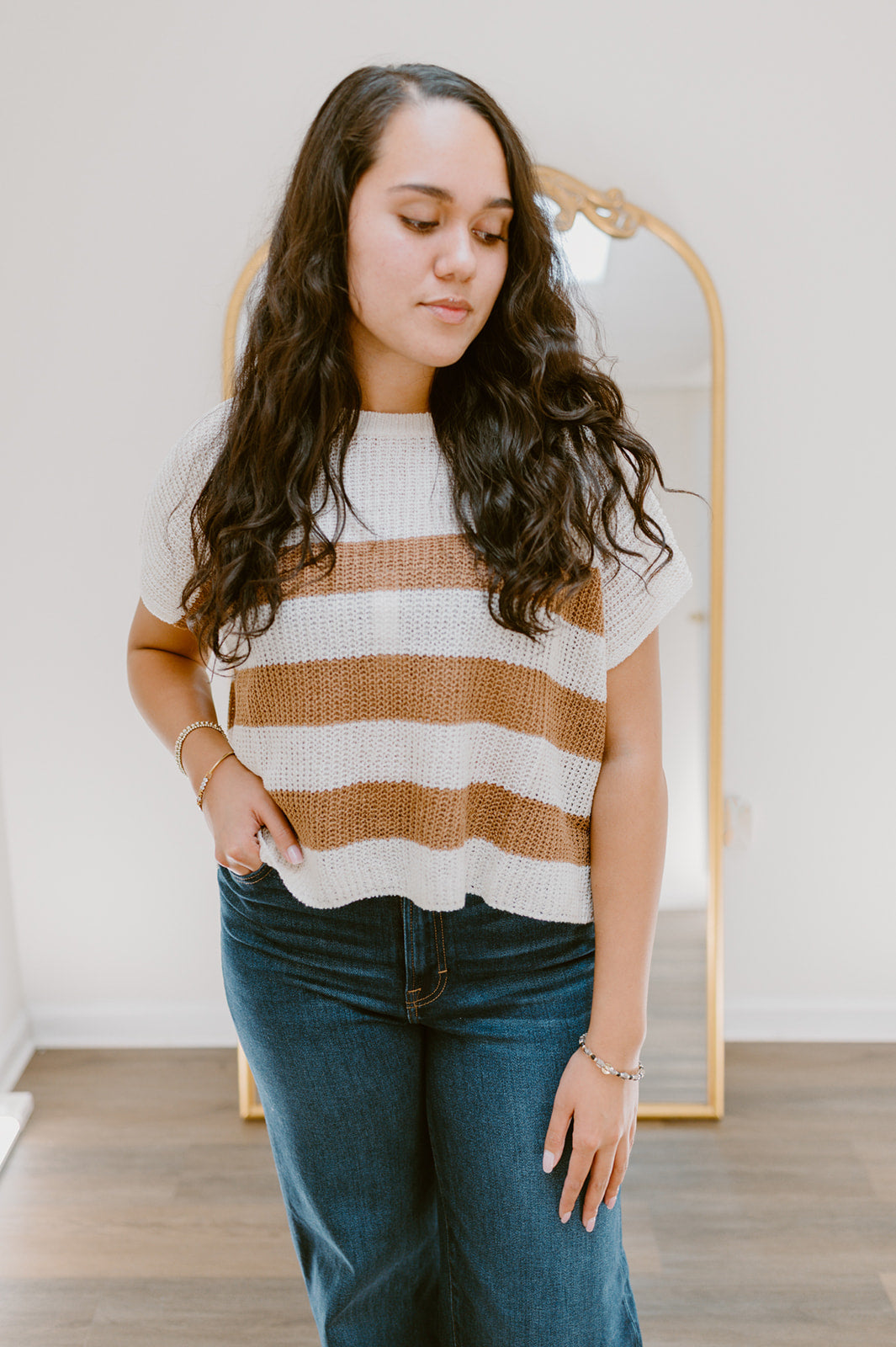 The Easy Days Striped Sweater Top | Mocha