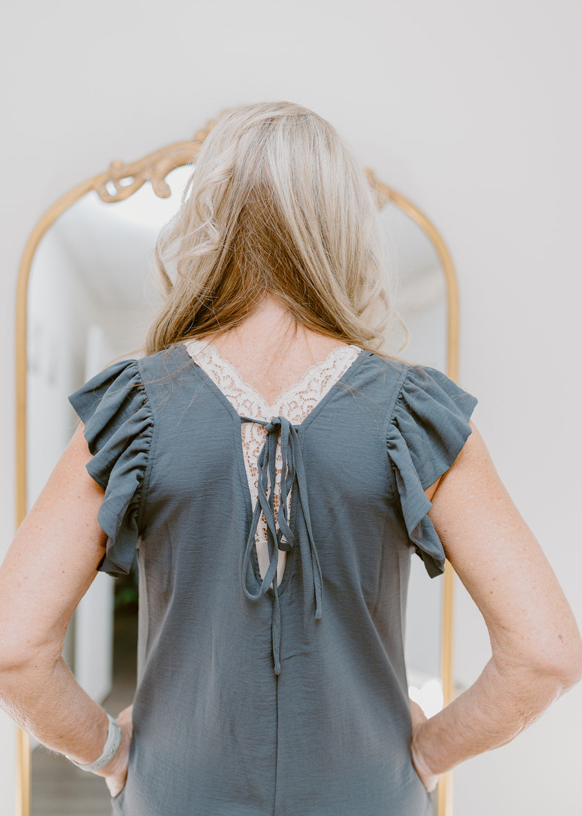 The Venetian Ruffle Sleeve Jumpsuit | Charcoal