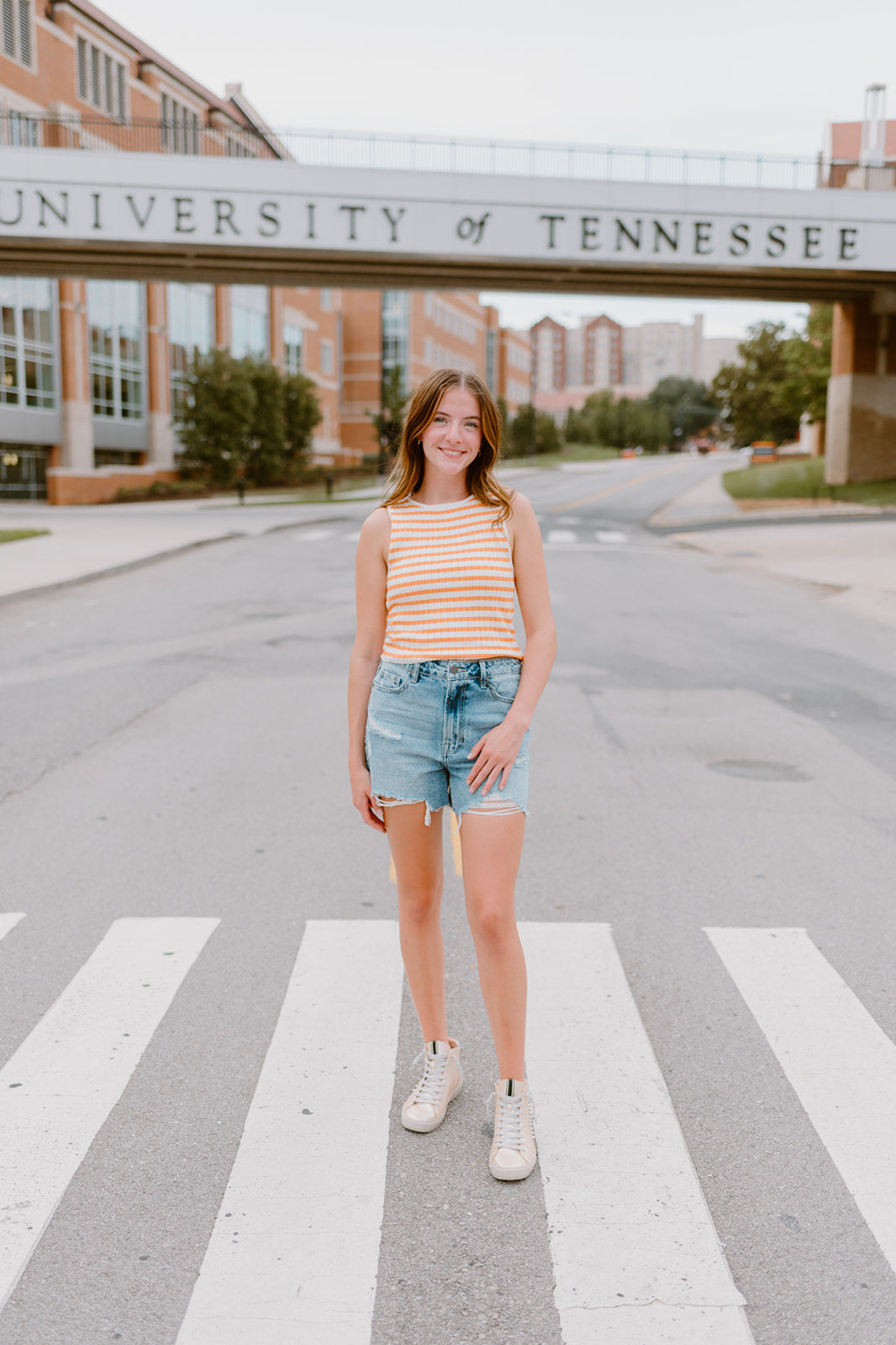 The Sunshine Stripe Sweater Tank | Orange & White