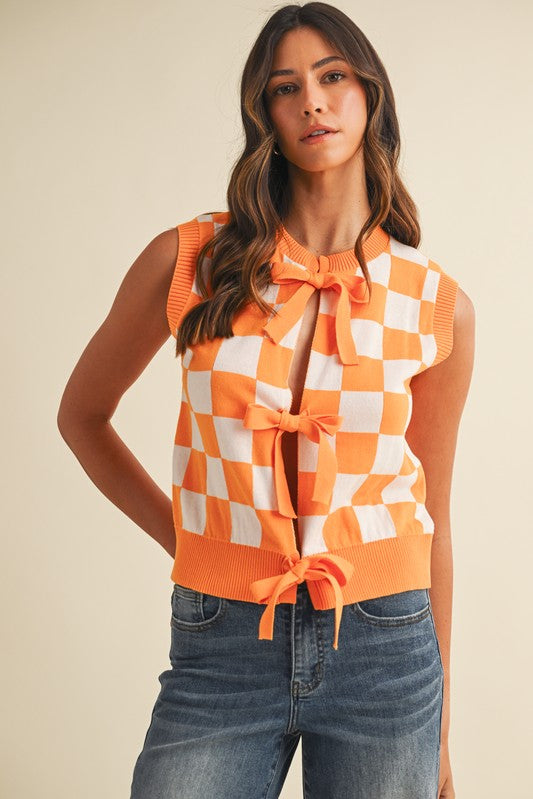 The Victory Bow Knit Vest | Tennessee Orange