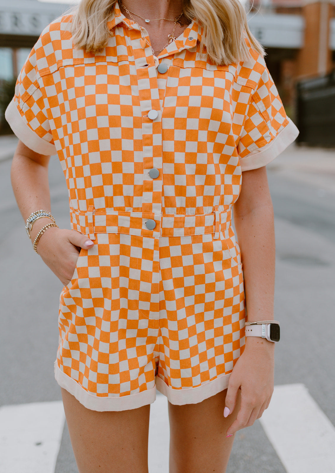 Checkmate Denim Romper