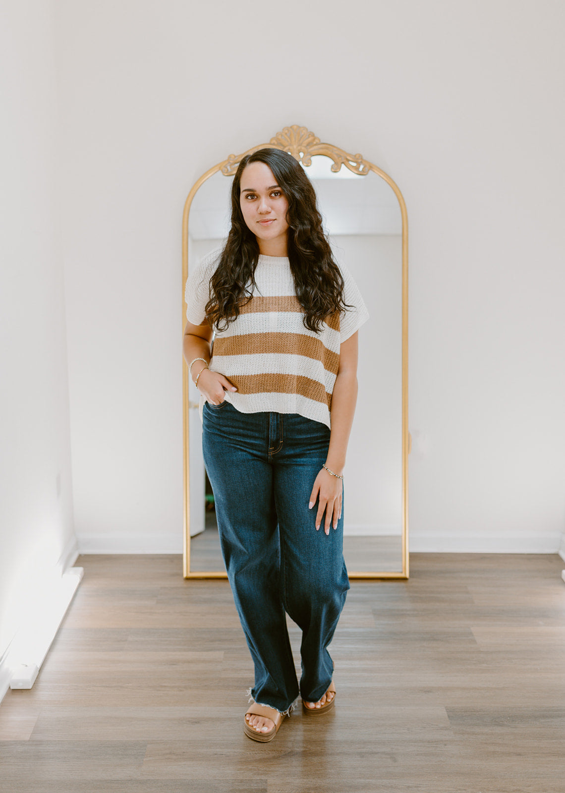 The Easy Days Striped Sweater Top | Mocha