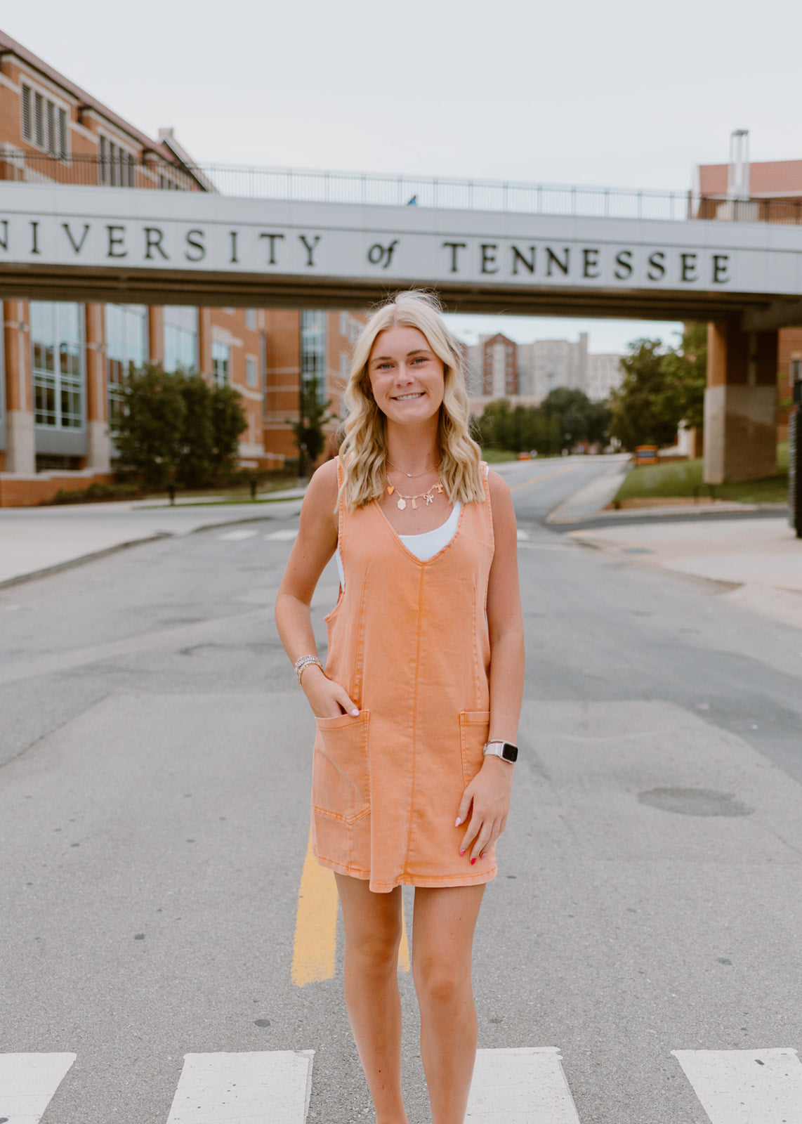 The Rocky Top Overall Dress | Orange