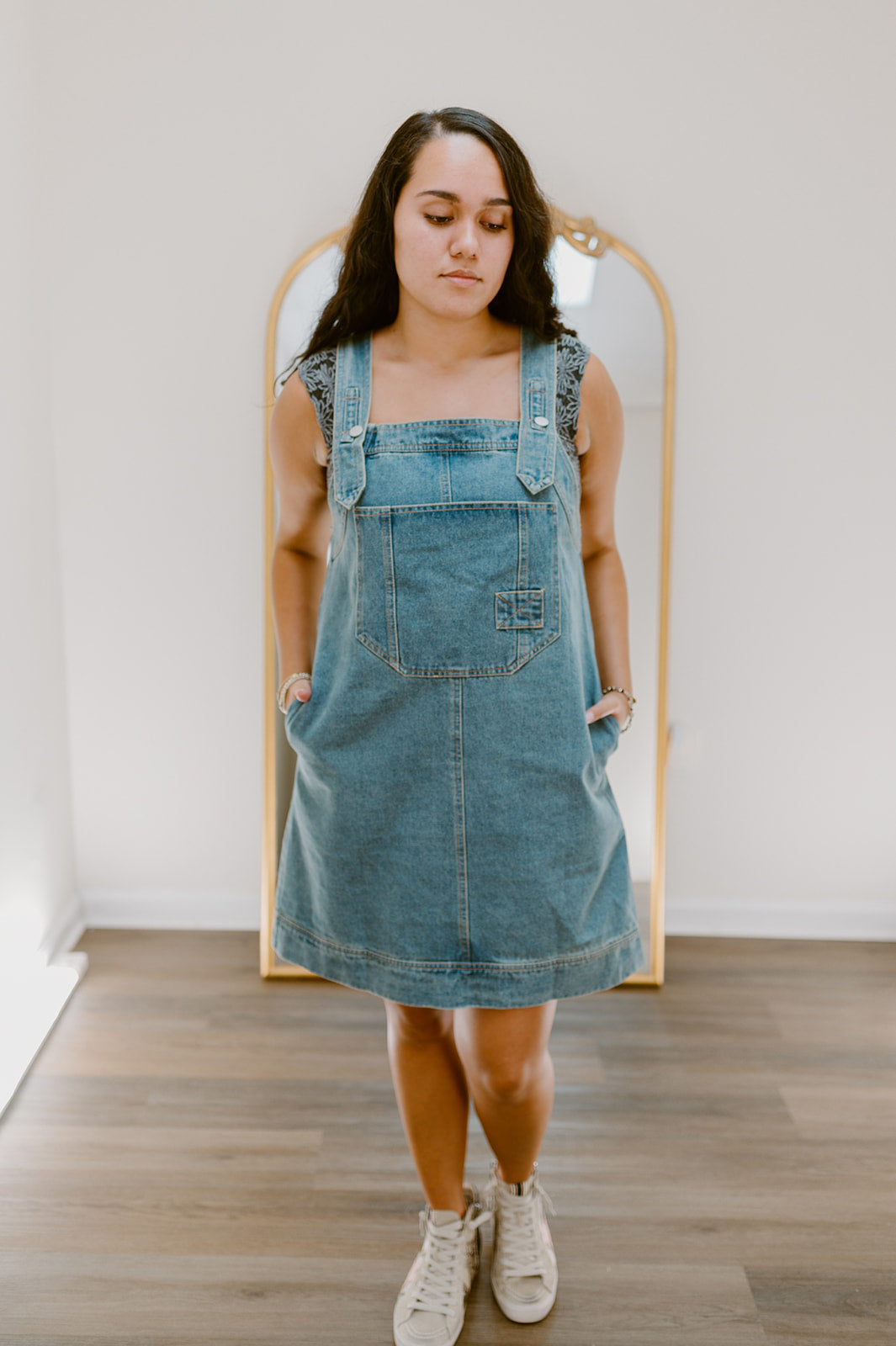 The Backroad Blues Overall Dress | Washed Denim