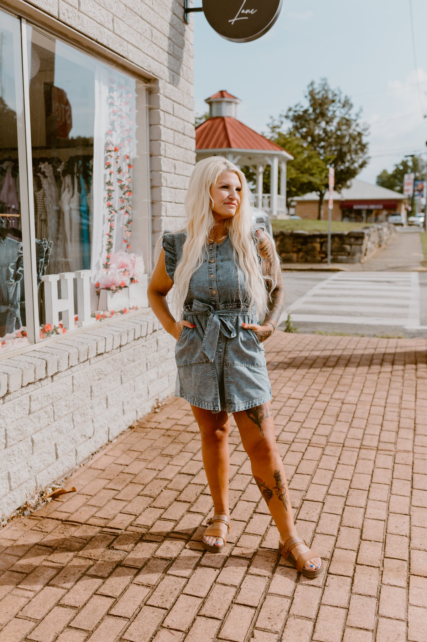 Denim Chambray Ruffle Dress