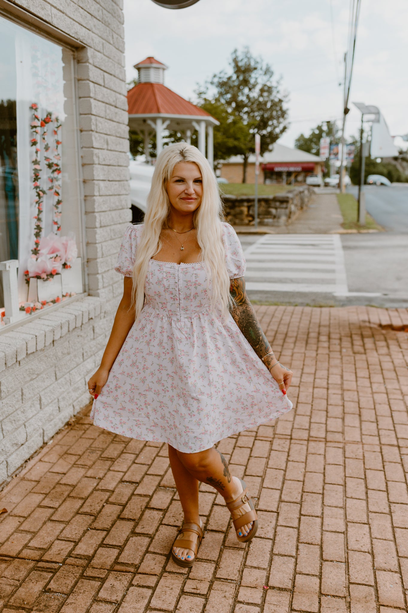 Floral Lace Trim Mini Dress