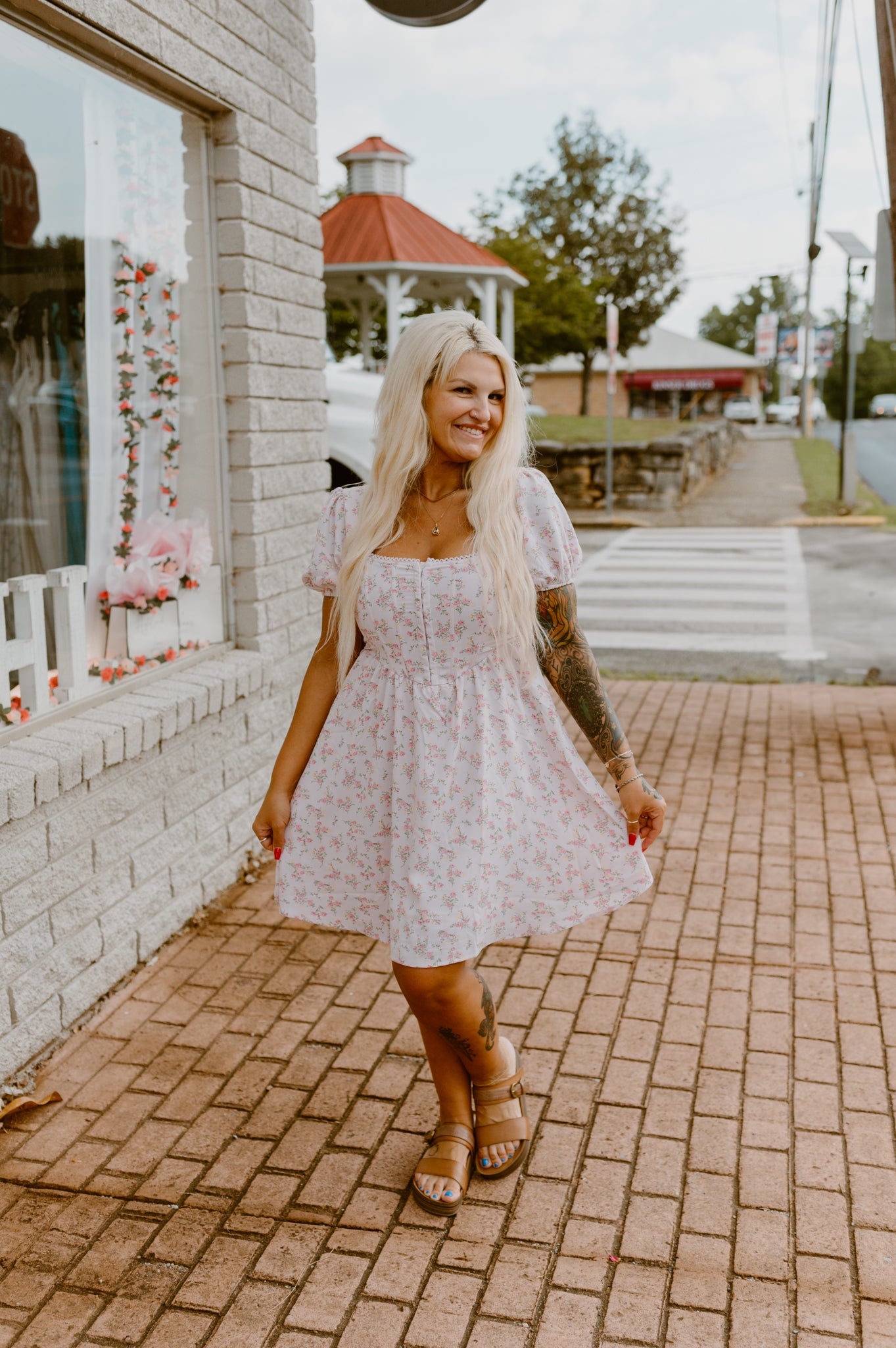 Floral Lace Trim Mini Dress