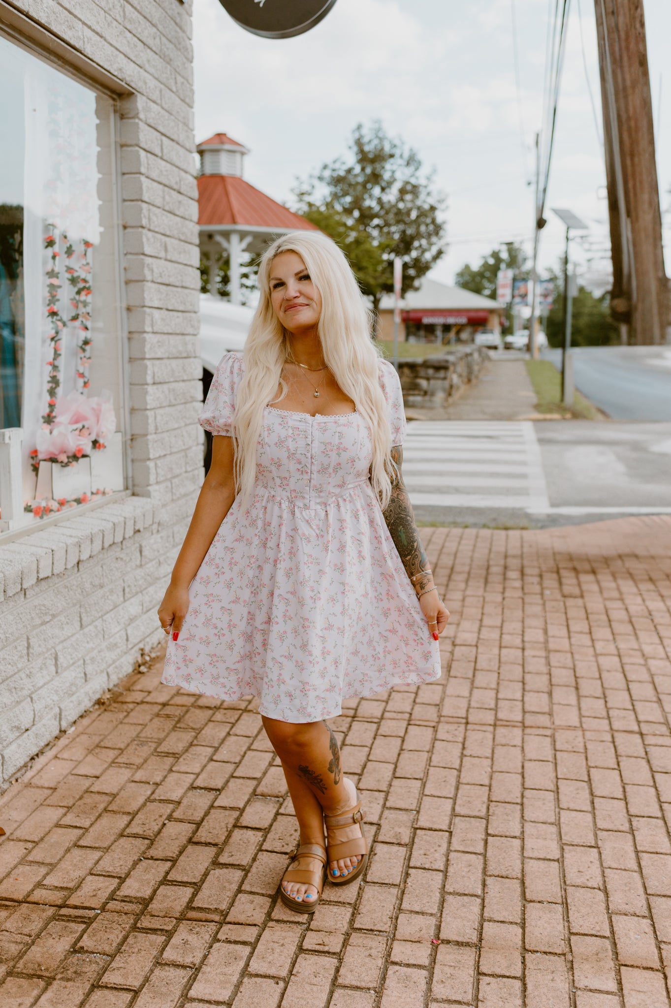 Floral Lace Trim Mini Dress