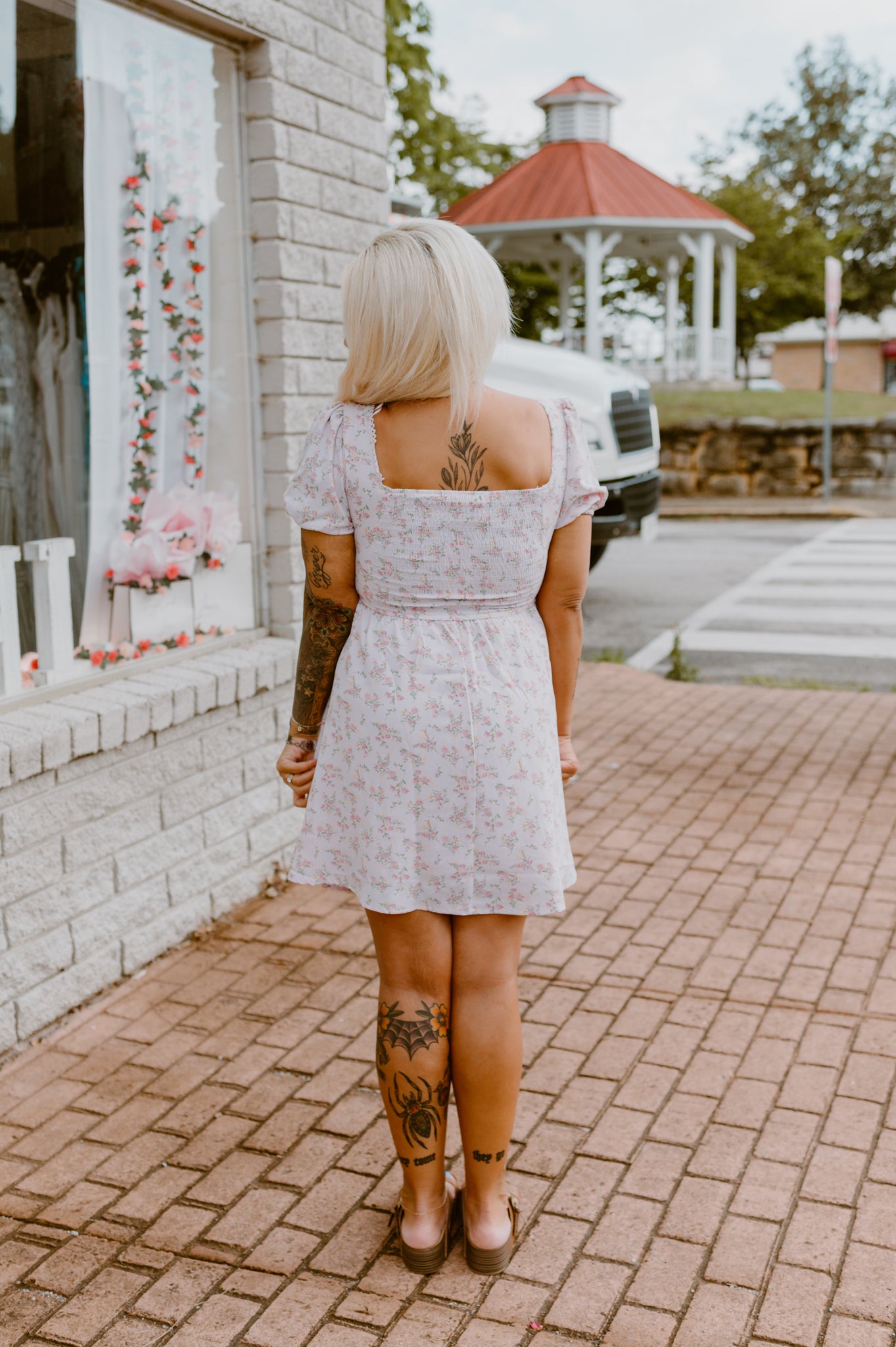 Floral Lace Trim Mini Dress