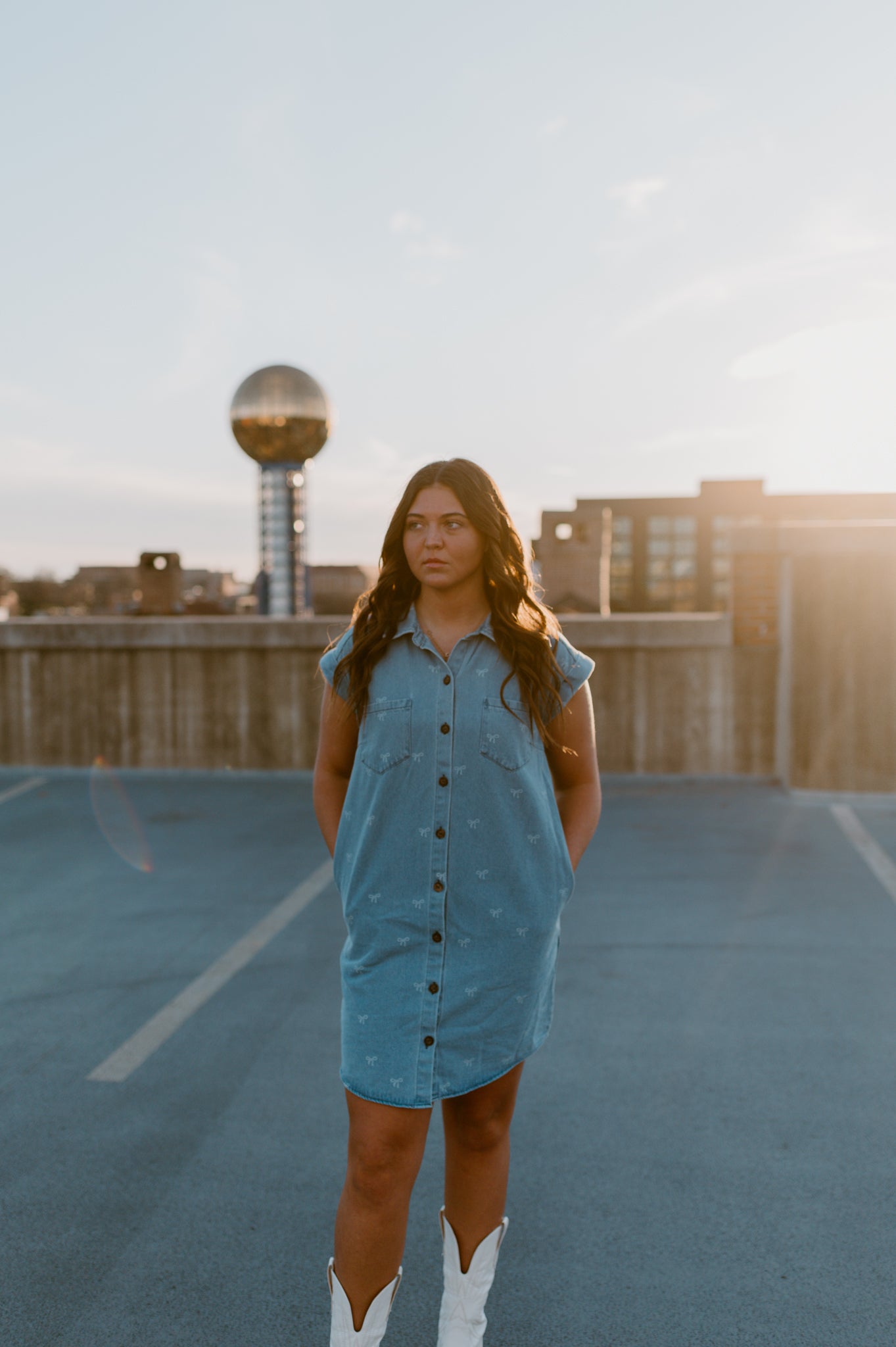 Put a Bow On It Denim Dress