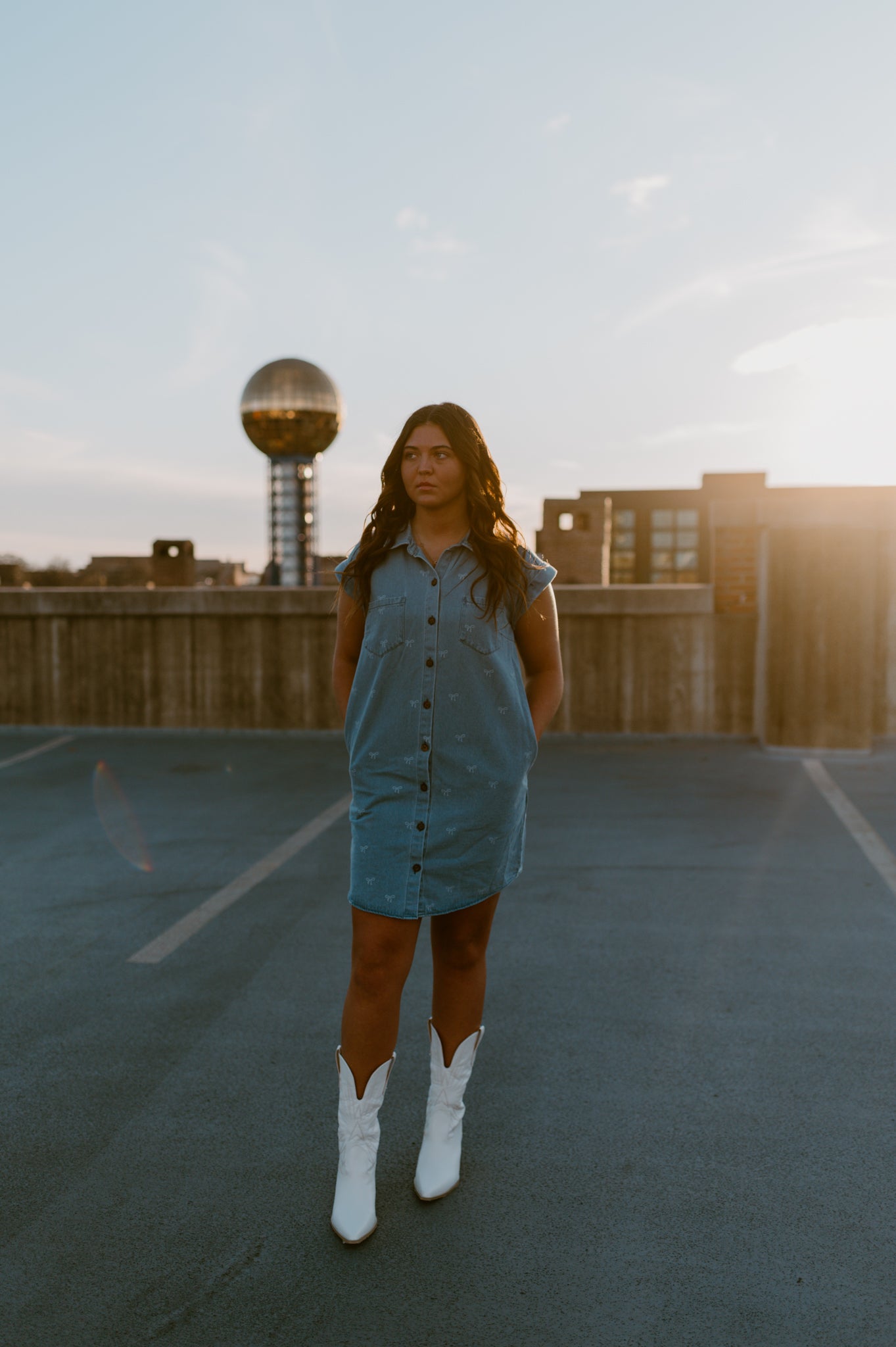 Put a Bow On It Denim Dress