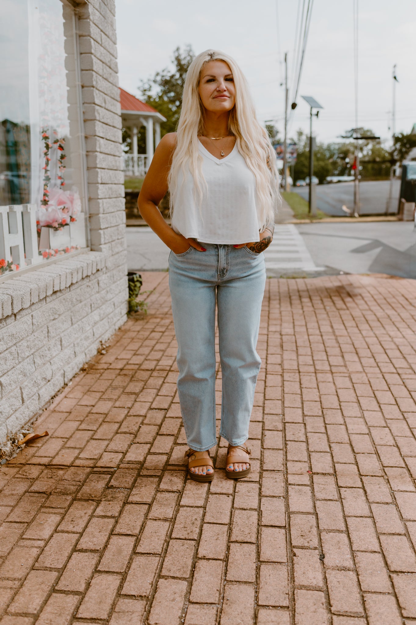 Flowy V-Neck Tank | White