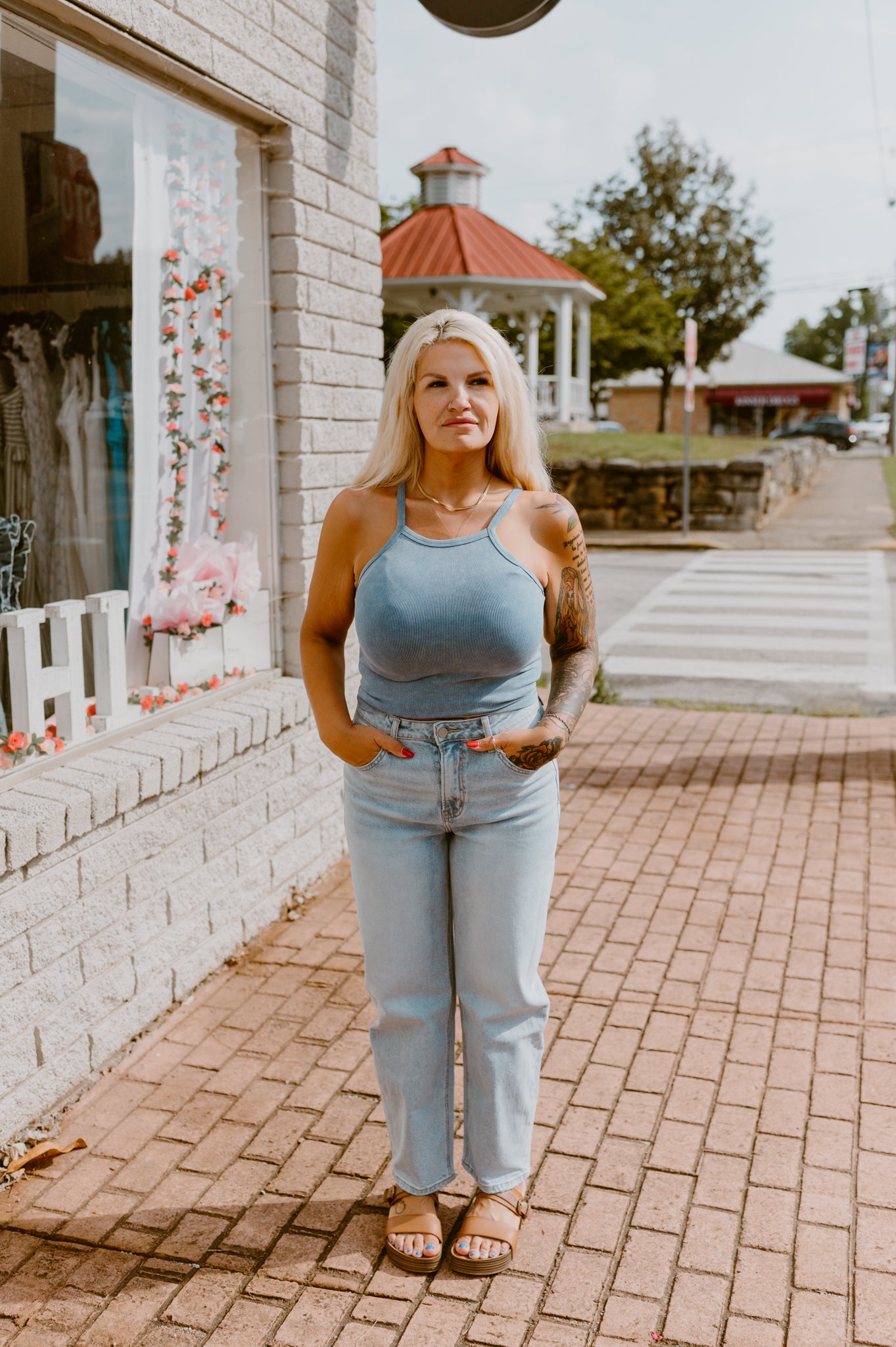 Skinny Strap Blue Tank