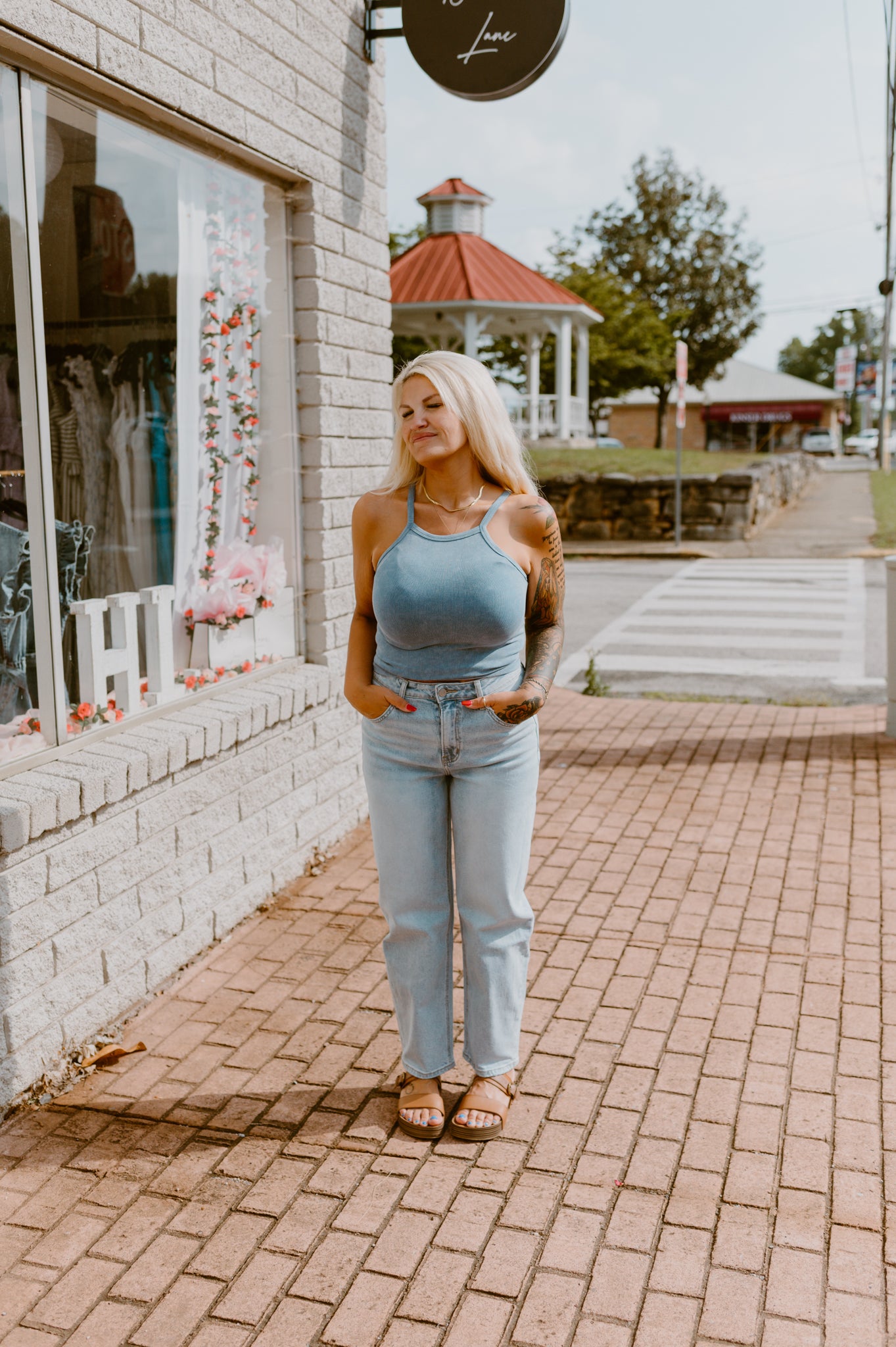 Skinny Strap Blue Tank
