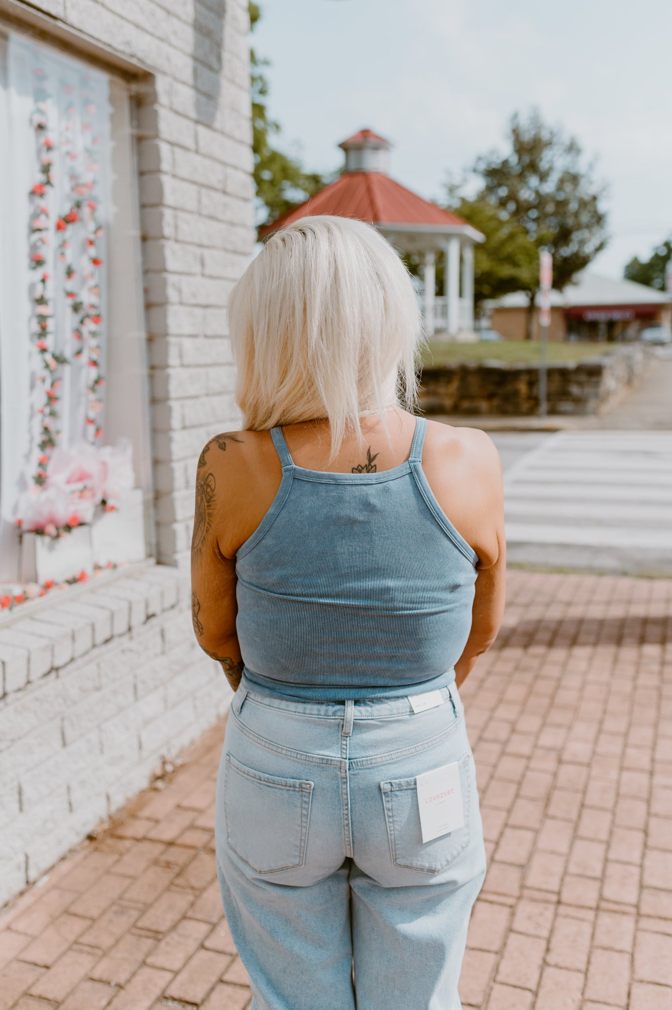 Skinny Strap Blue Tank