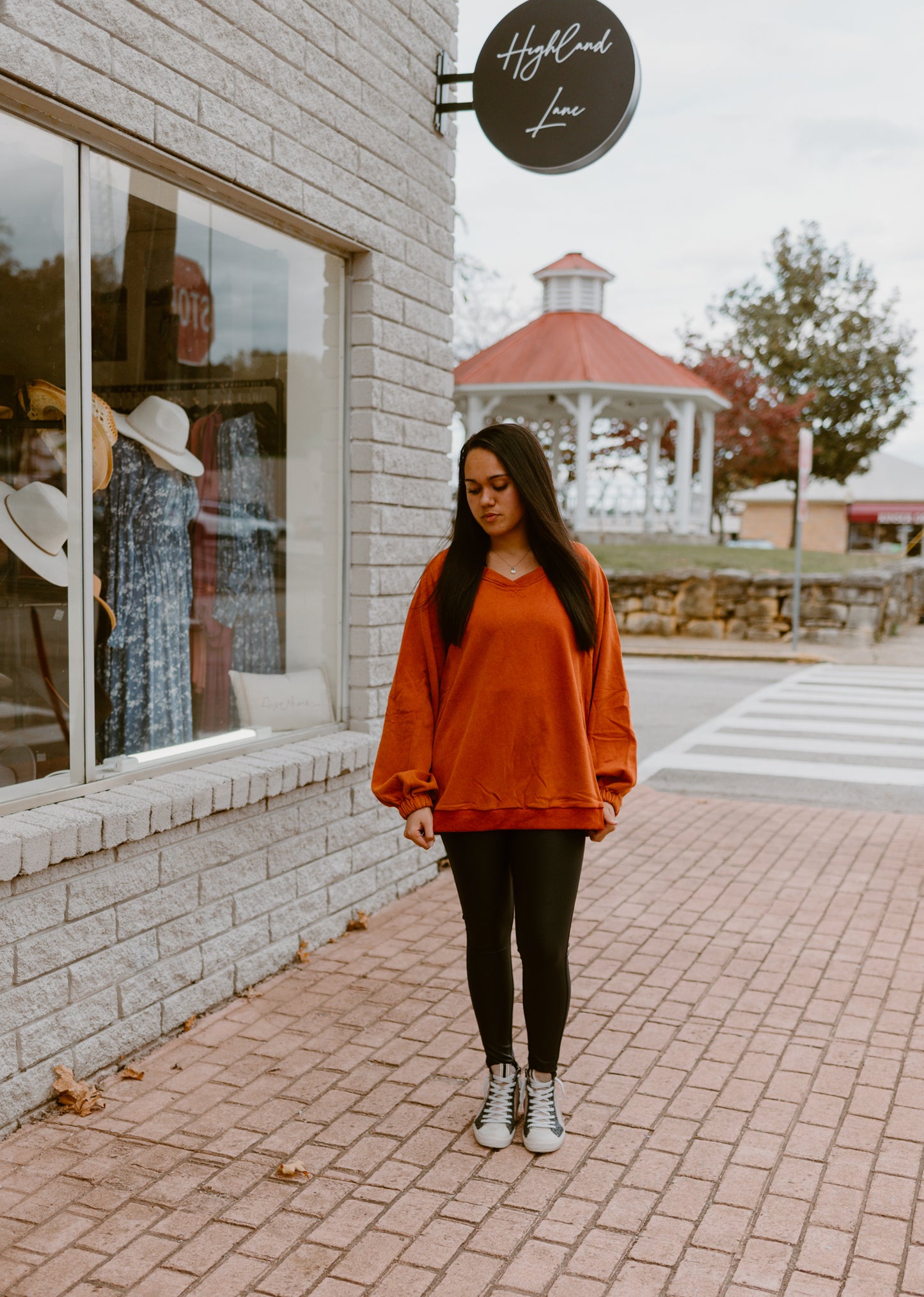 Its Showing Off Back Cross Sweatshirt- Golden Poppy