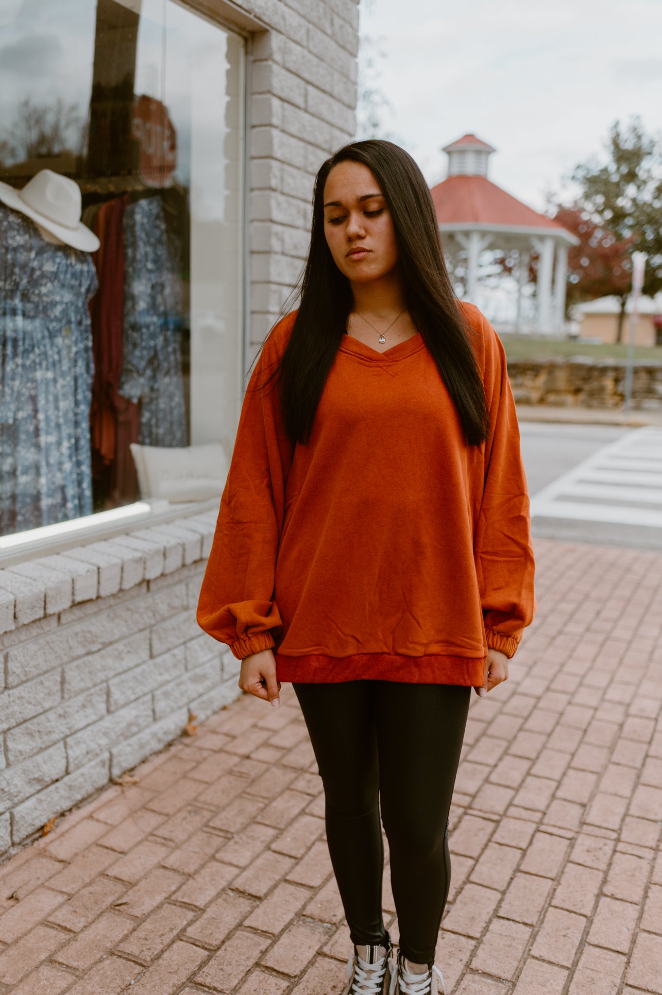 Its Showing Off Back Cross Sweatshirt- Golden Poppy
