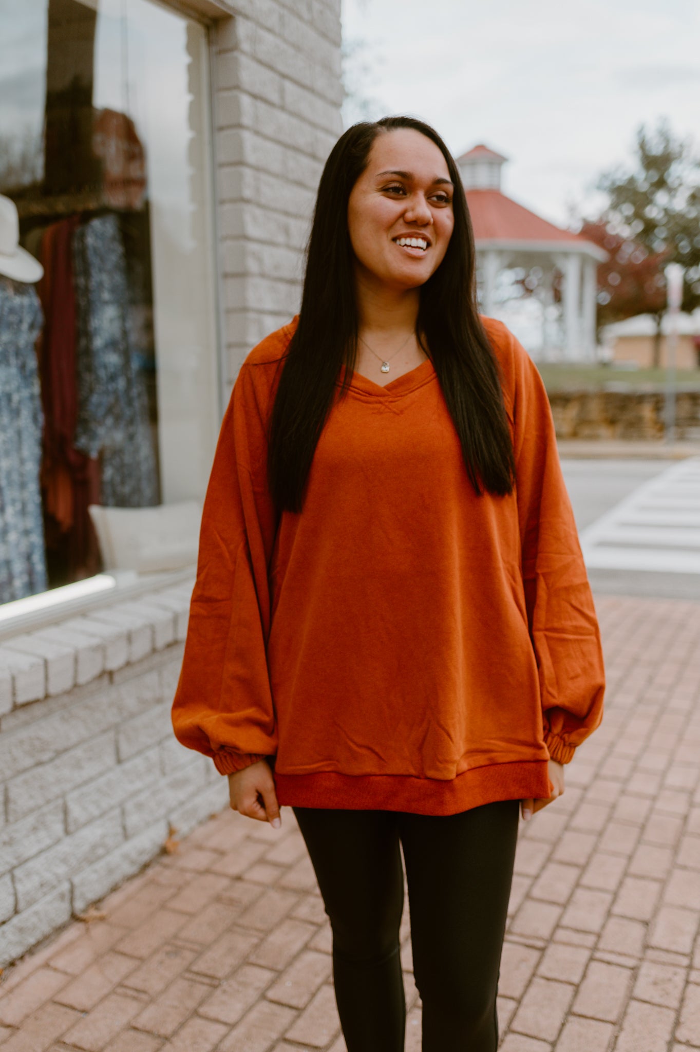 Its Showing Off Back Cross Sweatshirt- Golden Poppy
