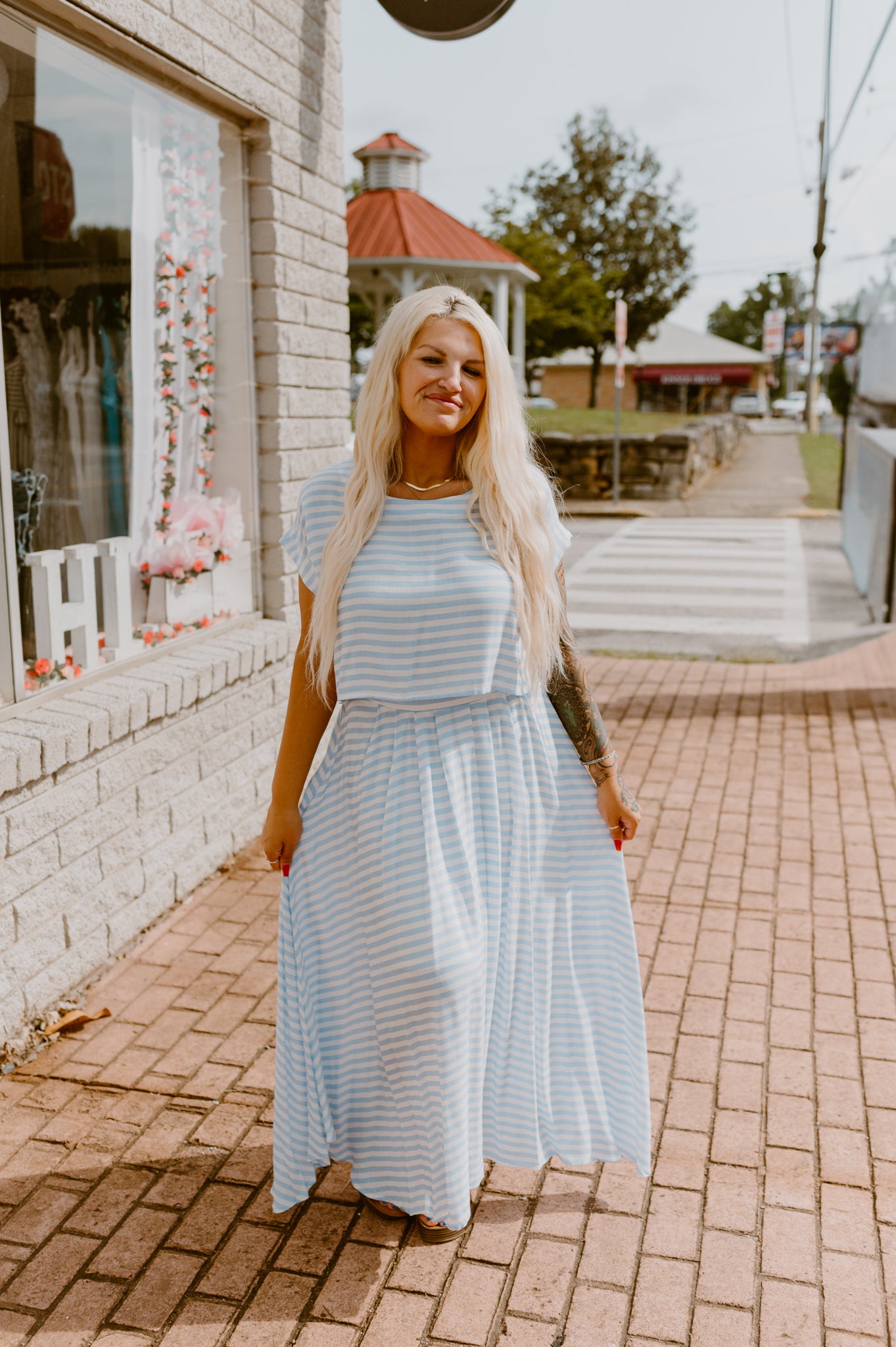 Sky Blue Striped Skirt