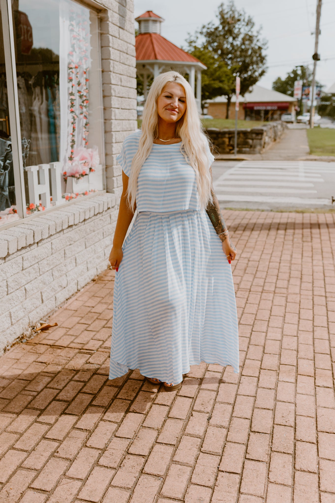 Sky Blue Striped Skirt