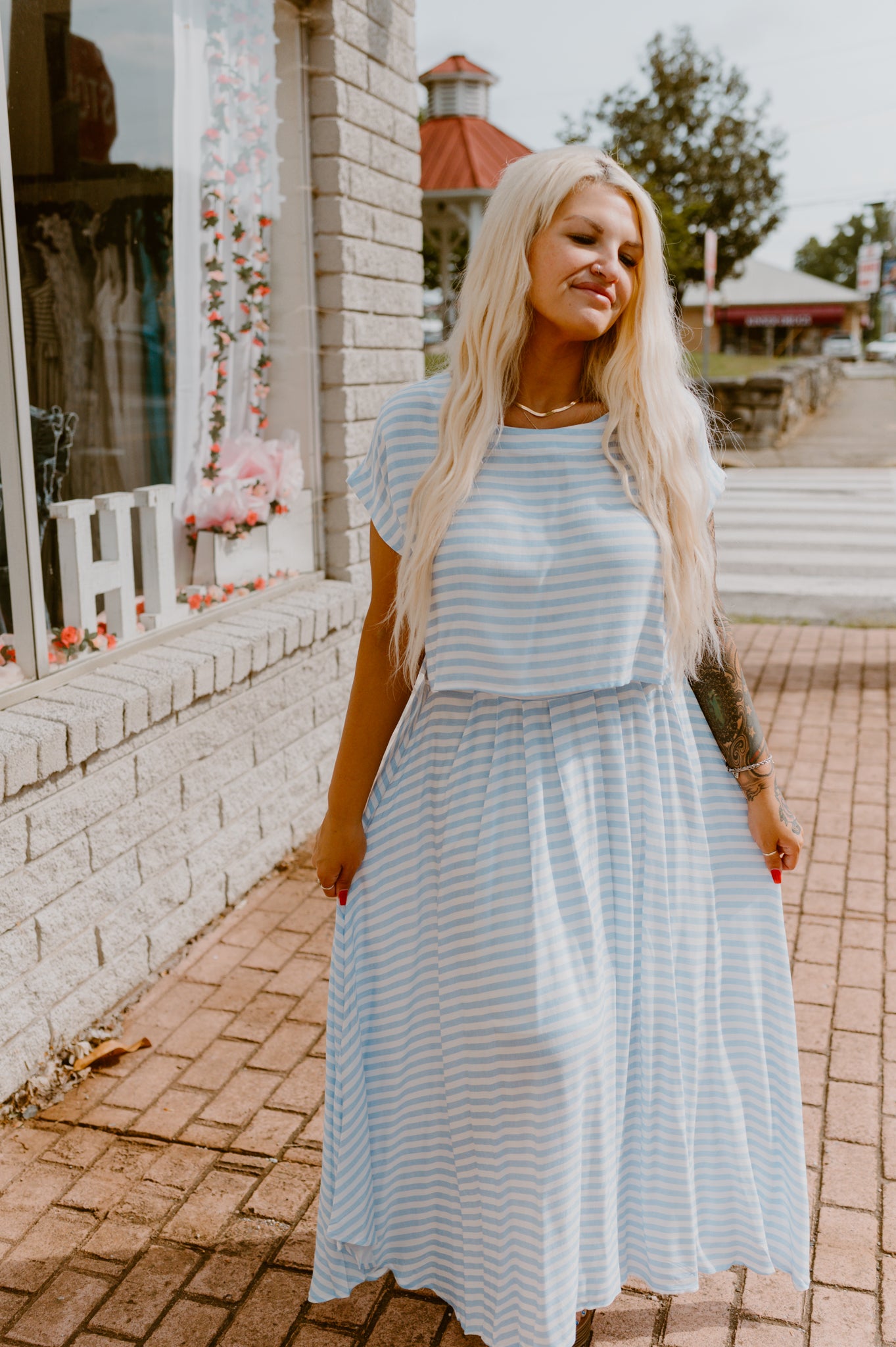 Sky Blue Striped Skirt