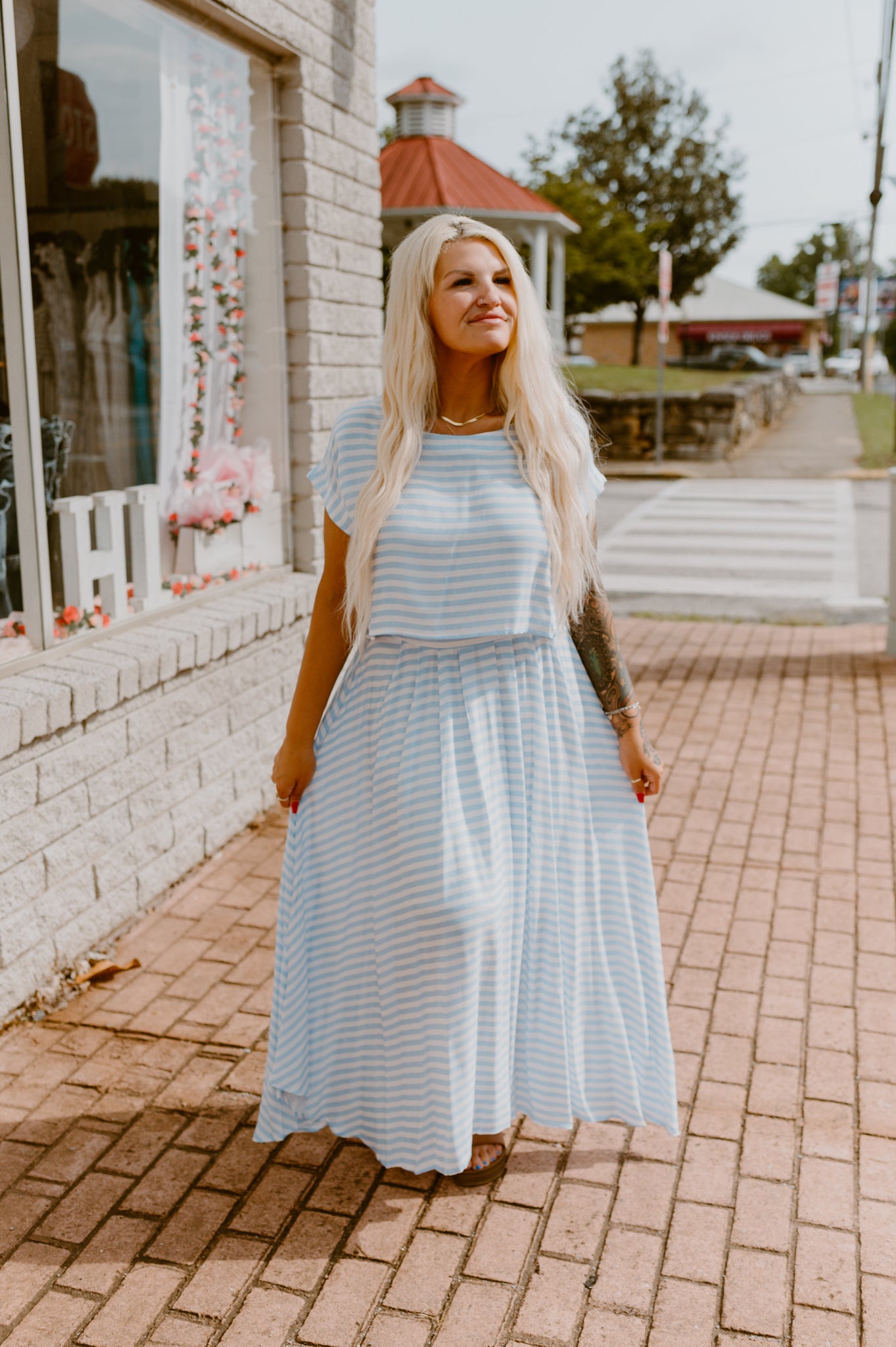 Sky Blue Striped Skirt