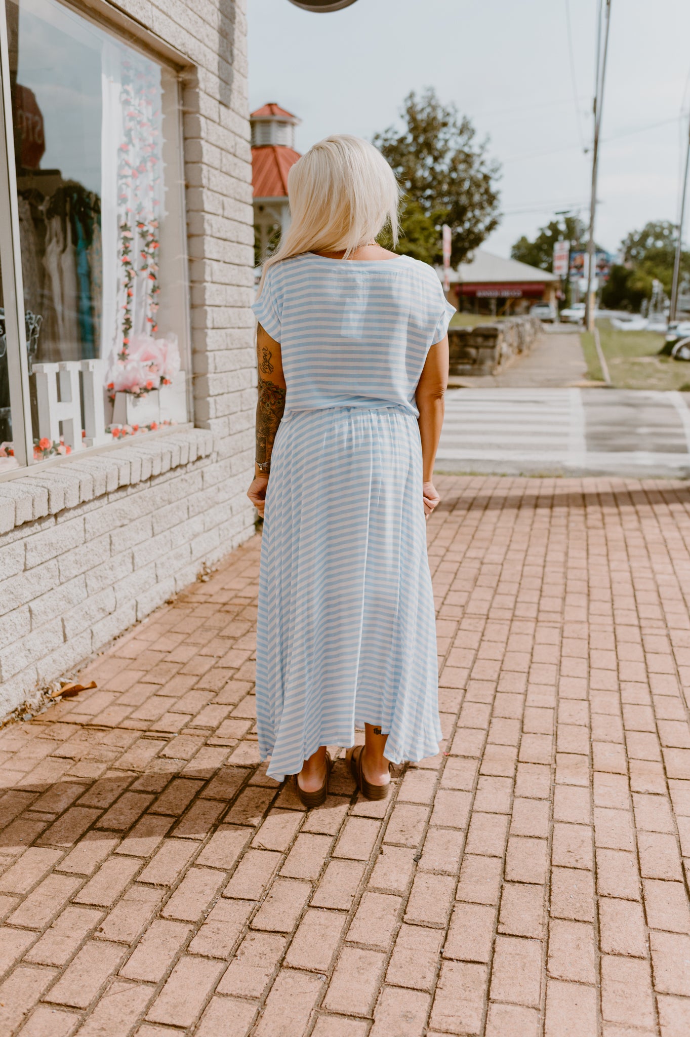 Sky Blue Striped Skirt