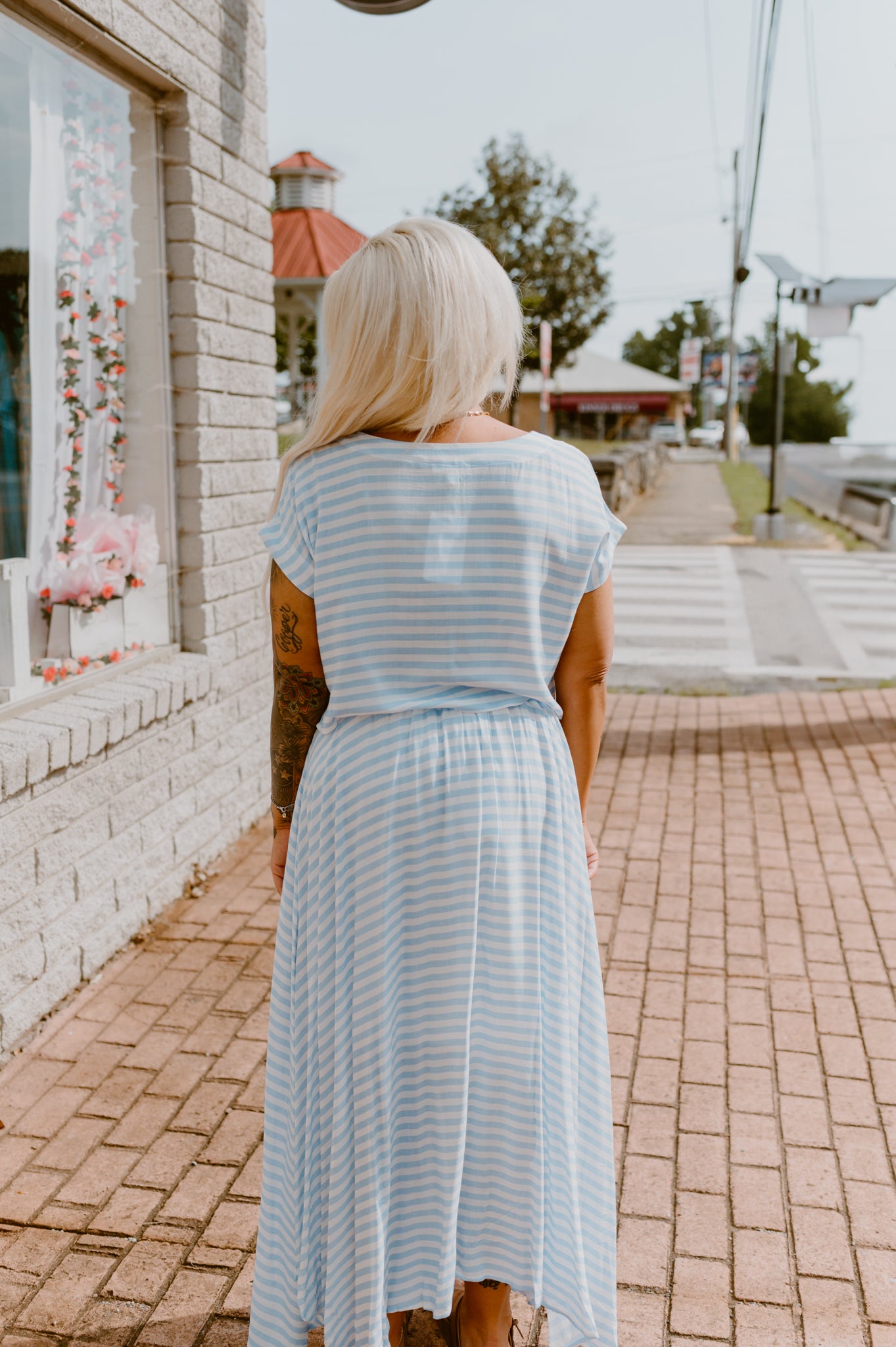 Sky Blue Striped Skirt