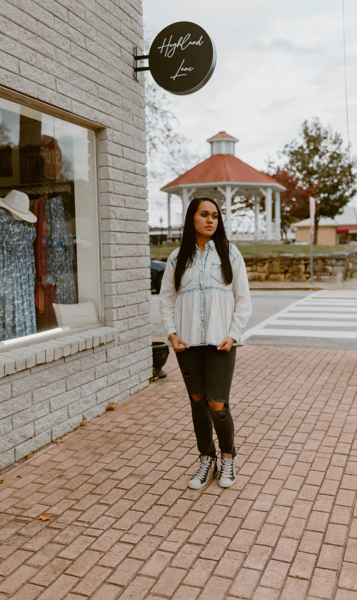 BiBi Snap Down Peplum Washed Shirt