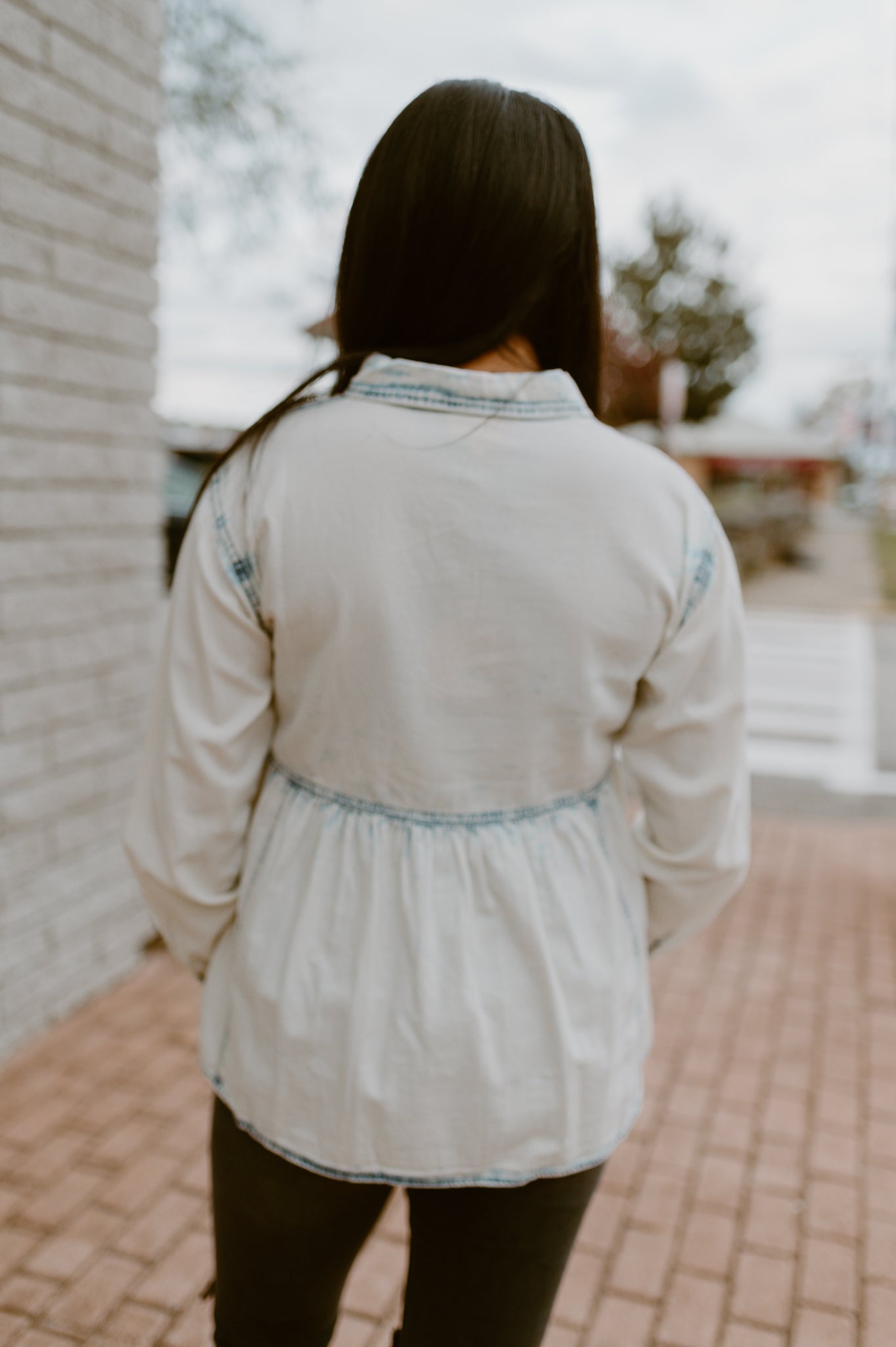 BiBi Snap Down Peplum Washed Shirt