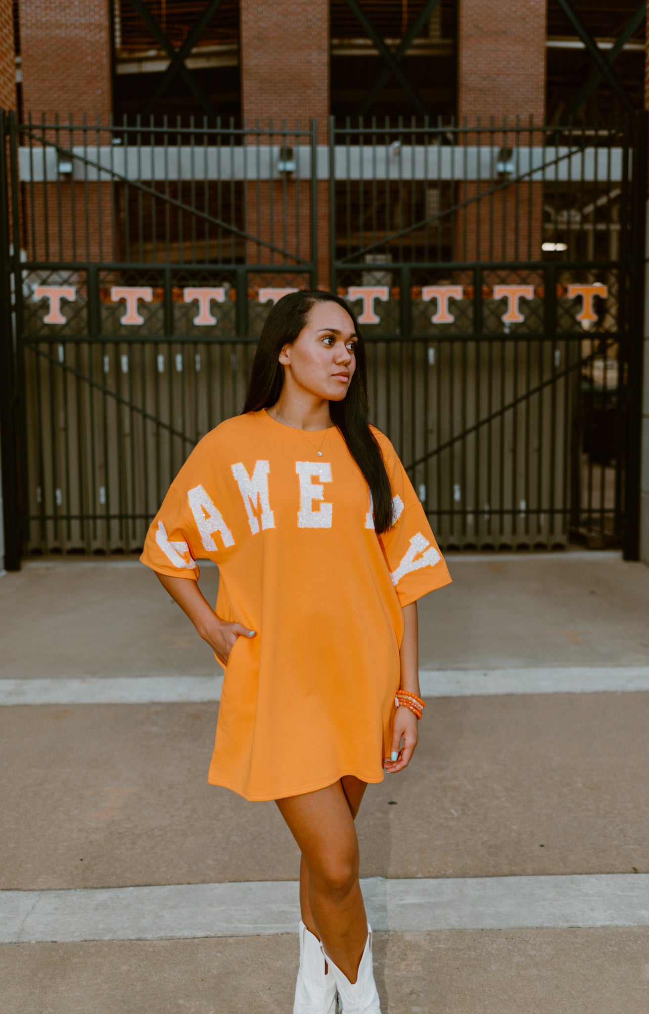Orange Love Gameday Short Sleeve Dress