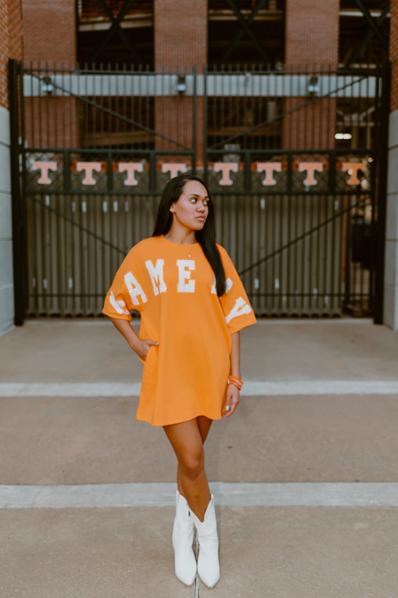 Orange Love Gameday Short Sleeve Dress