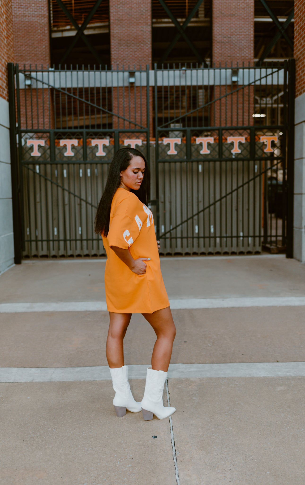 Orange Love Gameday Short Sleeve Dress