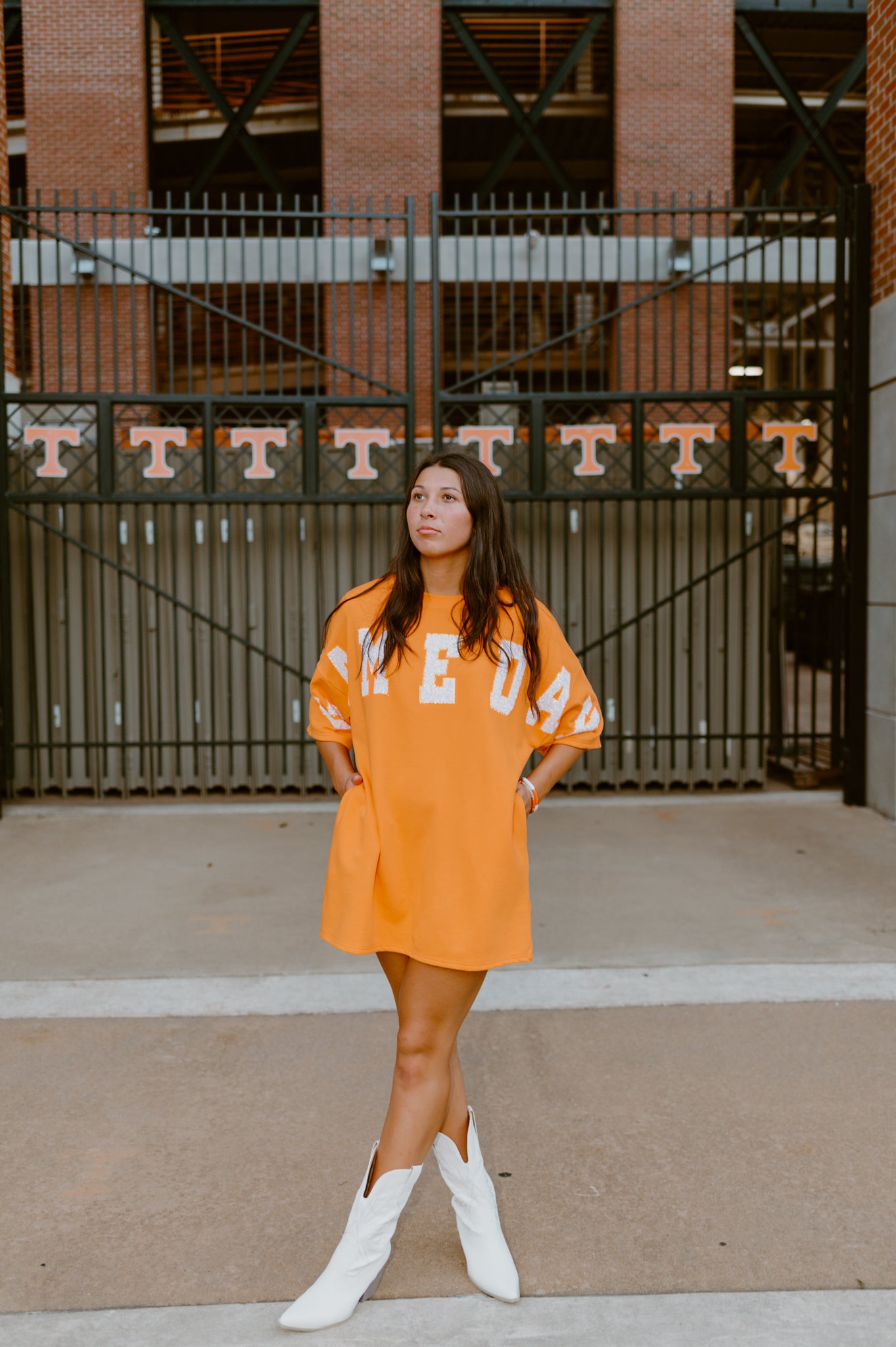 Orange Love Gameday Short Sleeve Dress