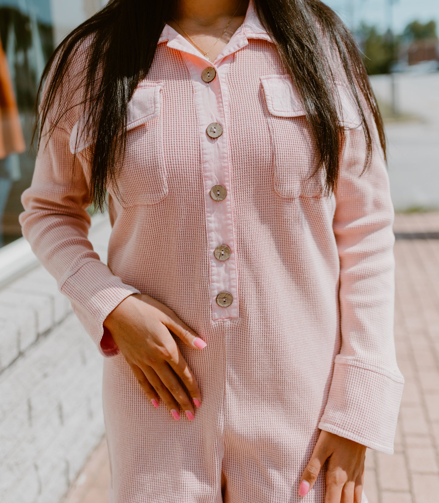 Vintage Washed Waffle Knit Romper