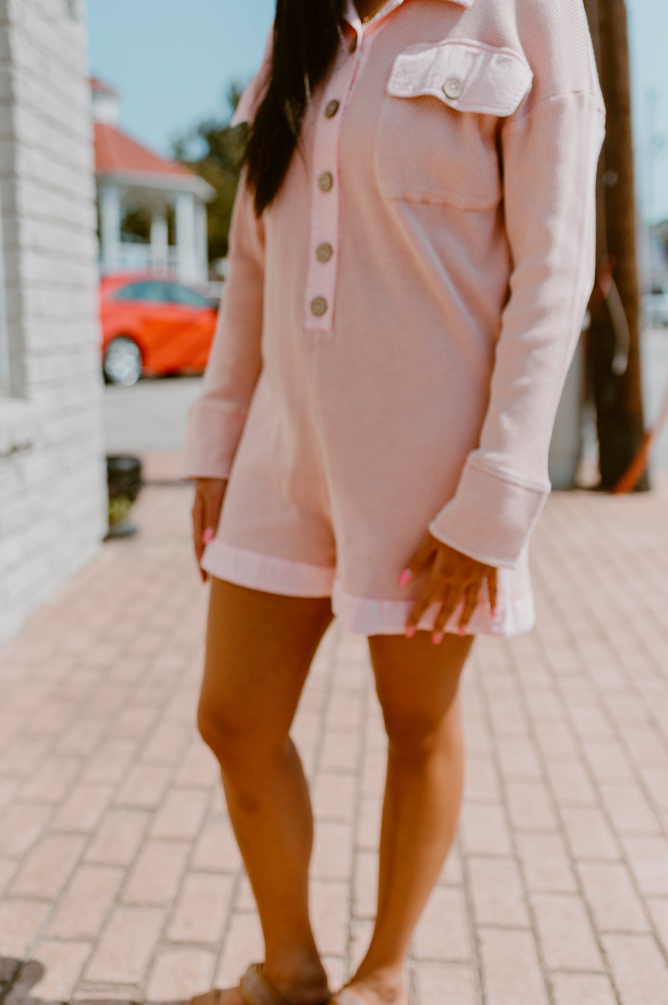 Vintage Washed Waffle Knit Romper