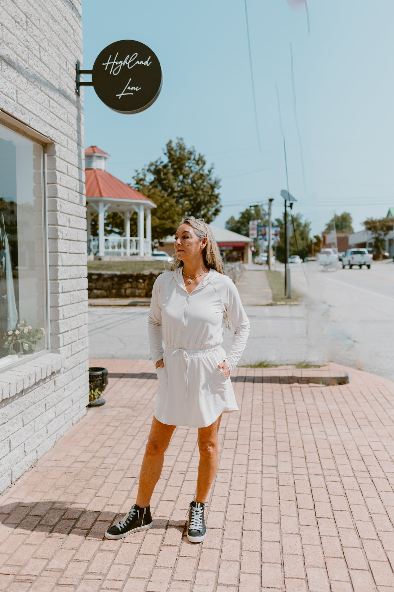 Getting Out Long Sleeve Hoodie Romper-Winter White