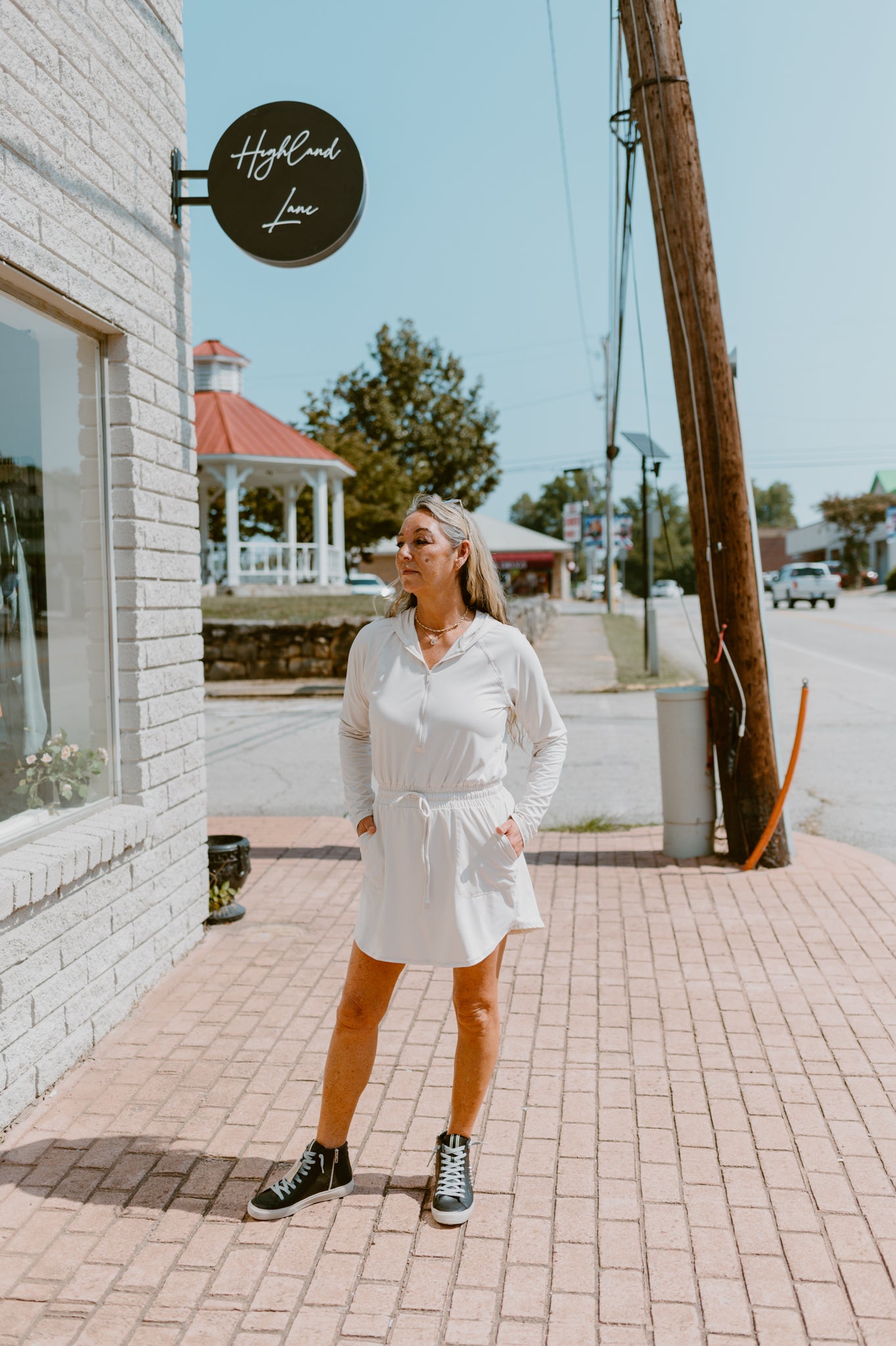Getting Out Long Sleeve Hoodie Romper-Winter White